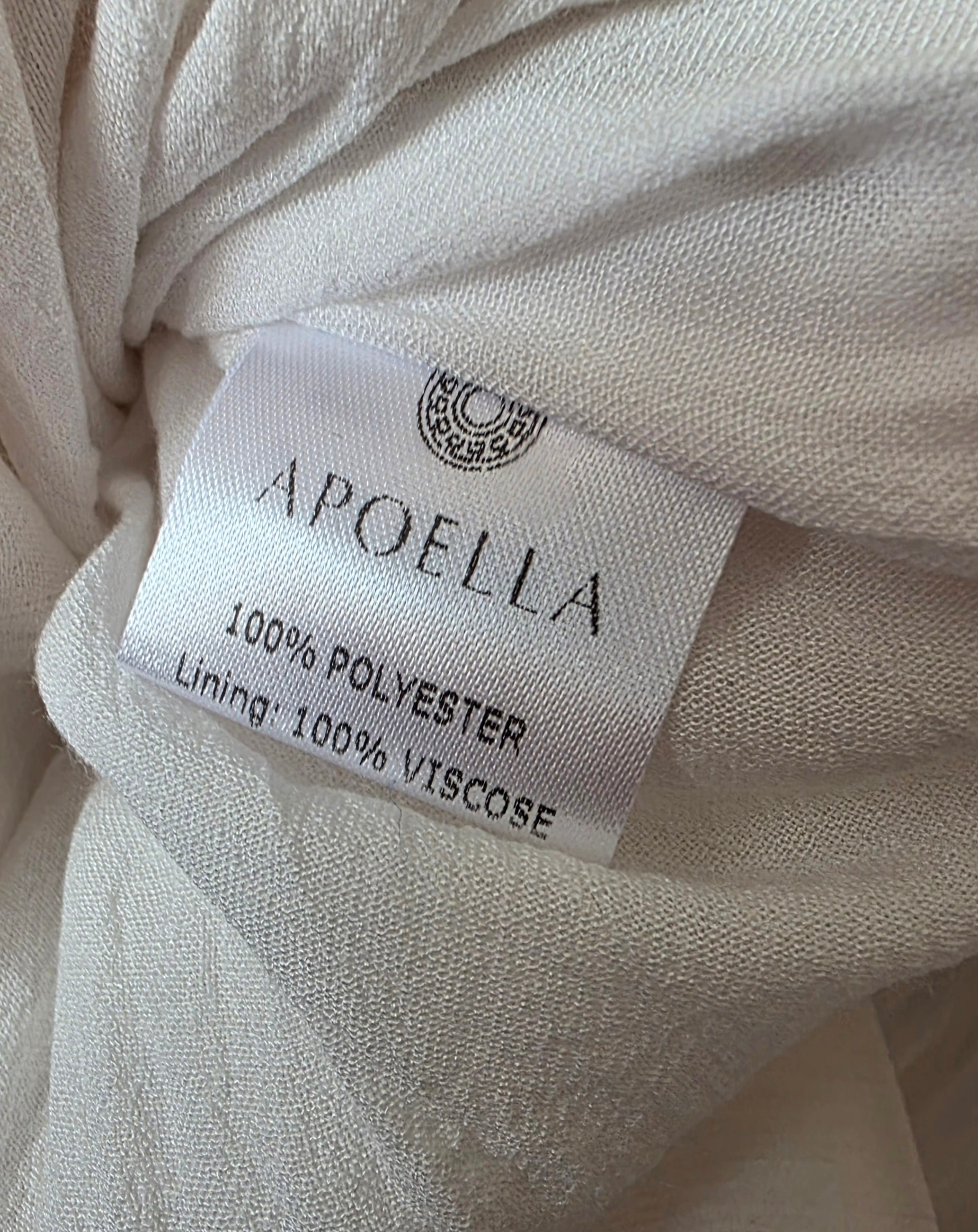 Apoella resortwear mouwloos crêpe plissé mini jurkje met v hals wit m/l 38 40 tweedehands dames designer