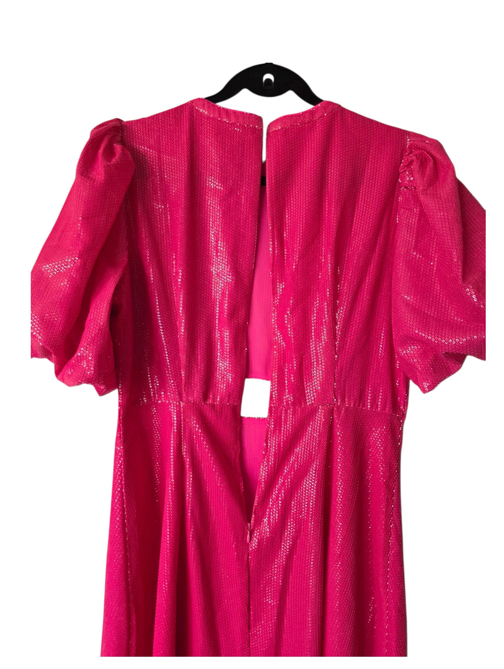 Olivia Rubin pailletten midi jurk Charlie roze xl 42 pofmouwen pre-loved