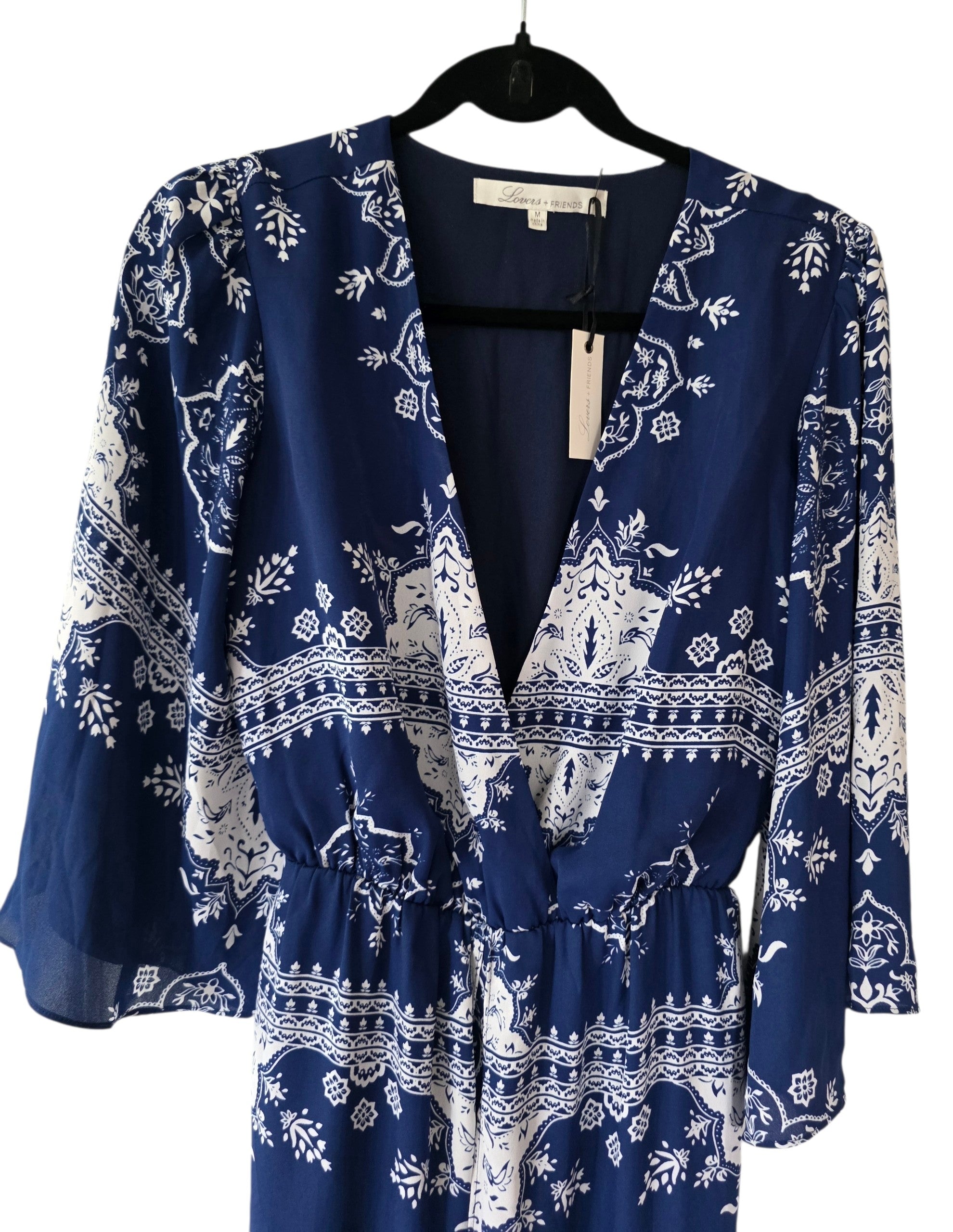 Lovers & Friends resortwear maxi jurk jumpsuit Ashton blauw wit M 38  tweedehands dames designer