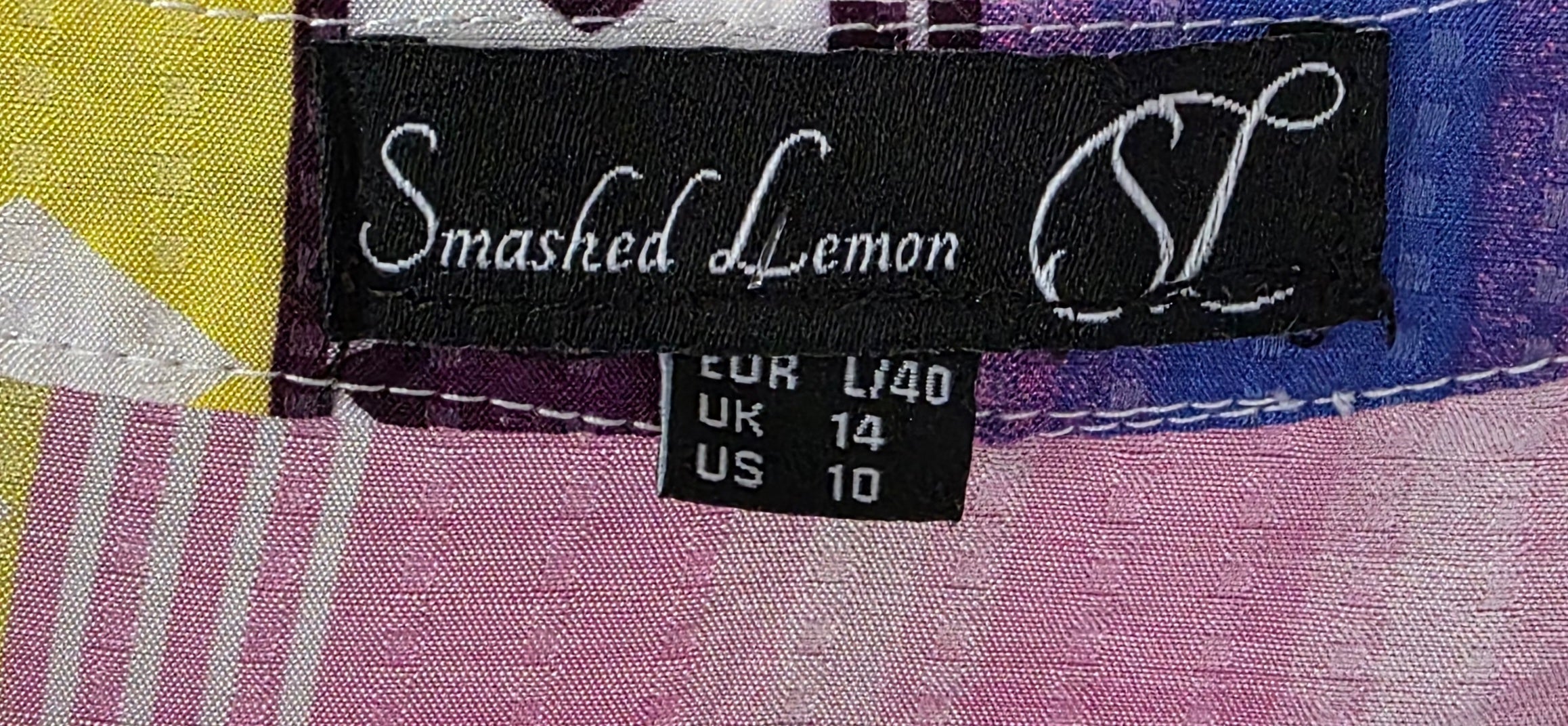 Smashed Lemon midi jurk roze paars boho ibiza L 40 pre-loved