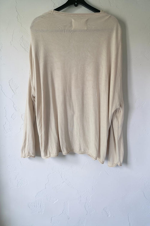 Black Palms oversized v-hals trui beige S/M tweedehands dames designer resortwear