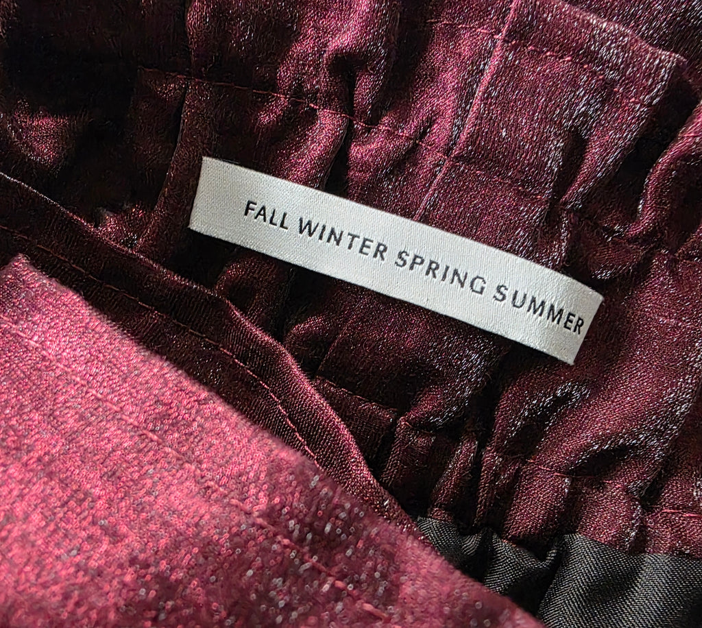 FWSS Fall Winter Spring Summer metallic rode linnen korte rok 36 S tweedehands dames designer