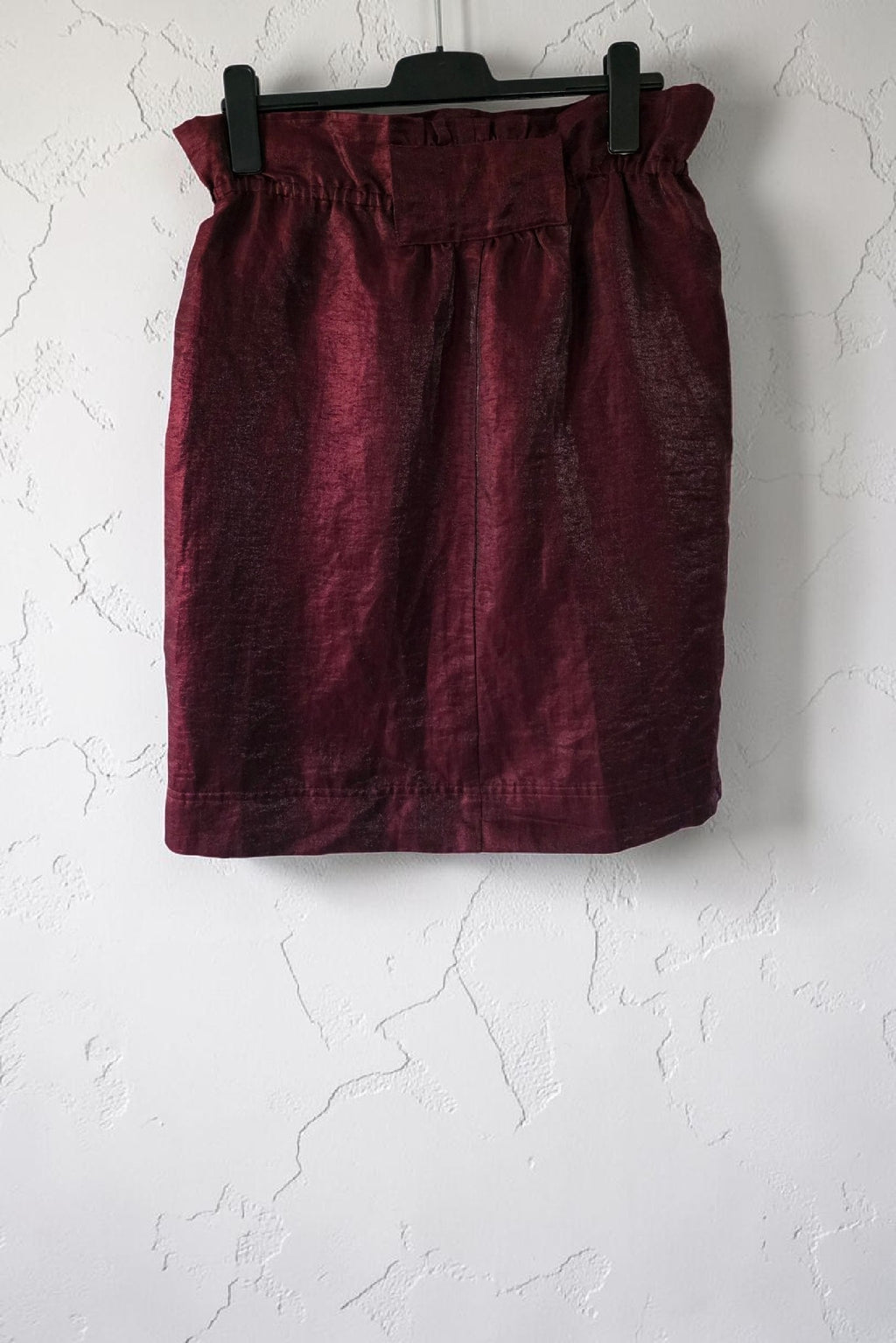 FWSS Fall Winter Spring Summer metallic rode linnen korte rok 36 S tweedehands dames designer