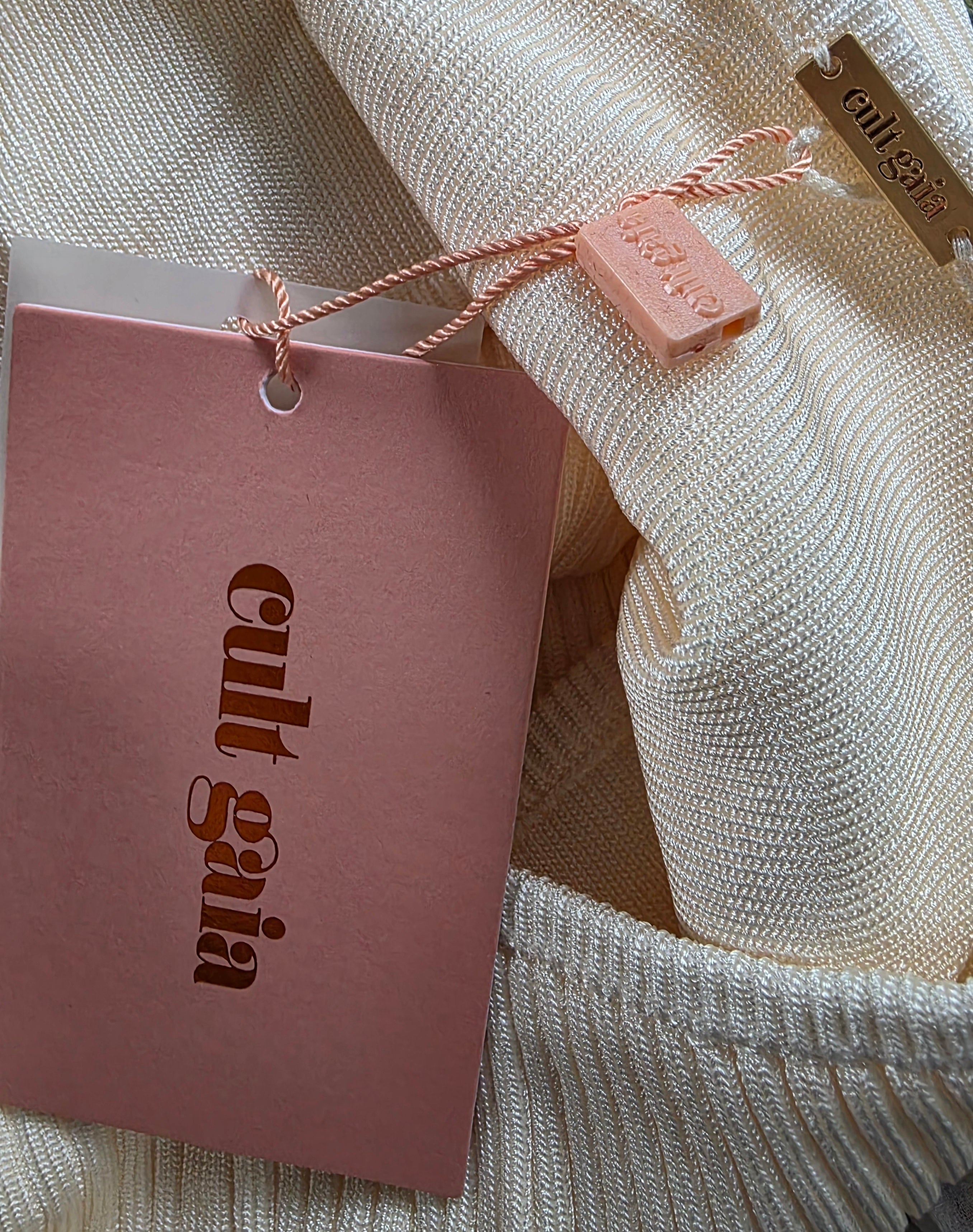 Cult Gaia Cameron knit midi dress off-white L nieuw