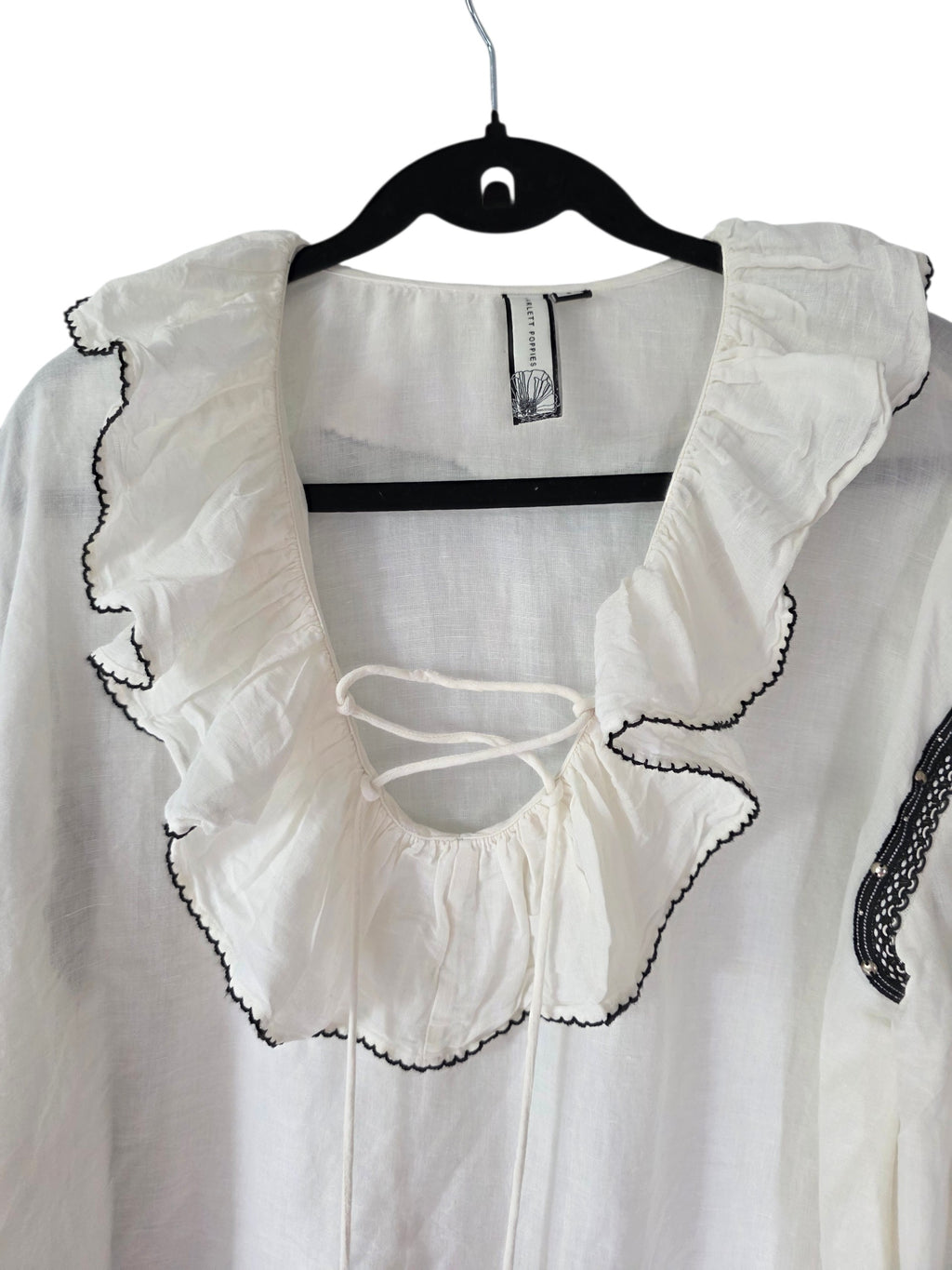 Scarlett Poppies linnen mix top blouse Lovely Moments S 36 resortwear tweedehands dames designer