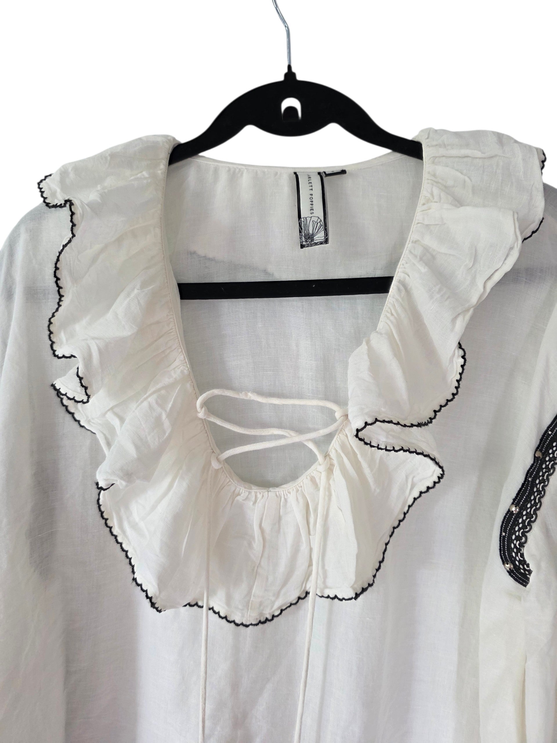 Scarlett Poppies linnen mix top blouse Lovely Moments S 36 resortwear tweedehands dames designer