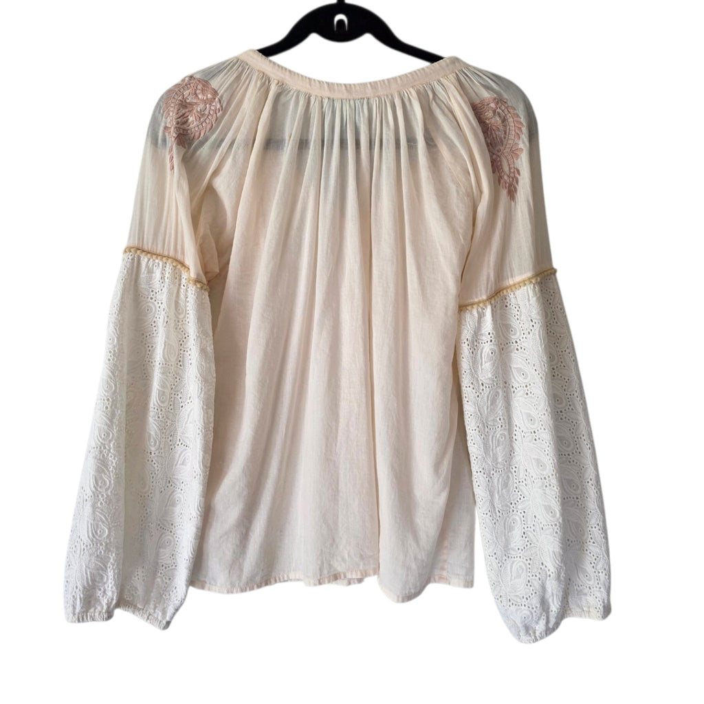 Resortwear top ibiza boho Taj by Sabrina Crippa S 36 wit beige katoen tweedehands dames