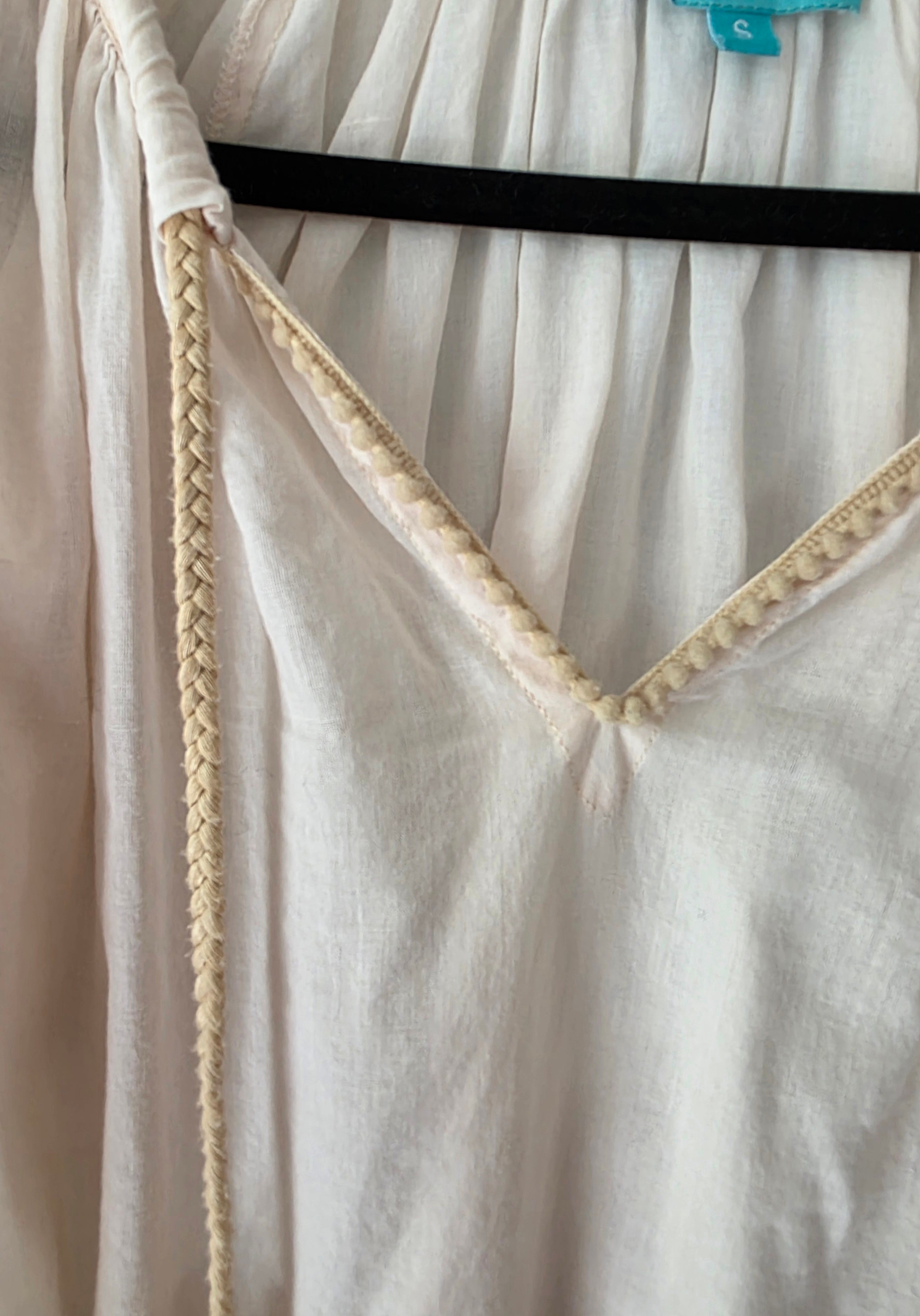 Resortwear top ibiza boho Taj by Sabrina Crippa S 36 wit beige katoen tweedehands dames