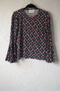 La double J shirt top retro look stretch wijde trompet mouwen 38 M tweedehands dames designer