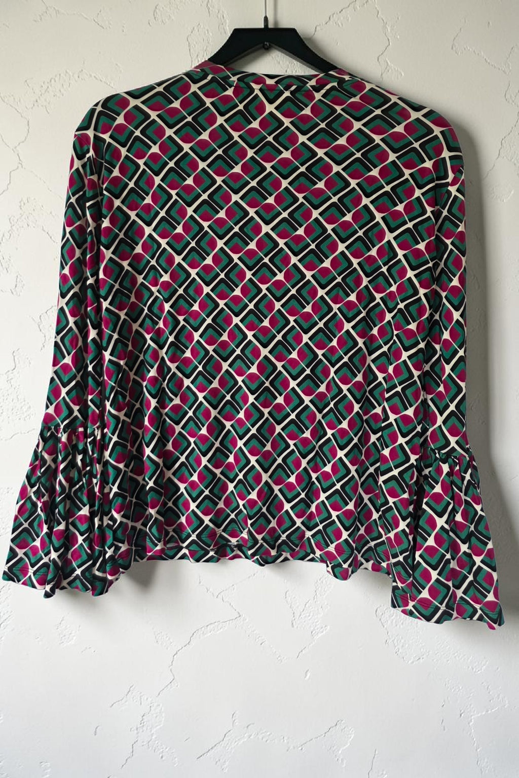La double J shirt top retro look stretch wijde trompet mouwen 38 M tweedehands dames designer