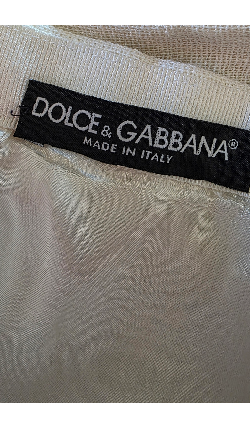 Dolce & Gabbana linnen pencil midi button-up rok wit IT46 tweedehands dames designer