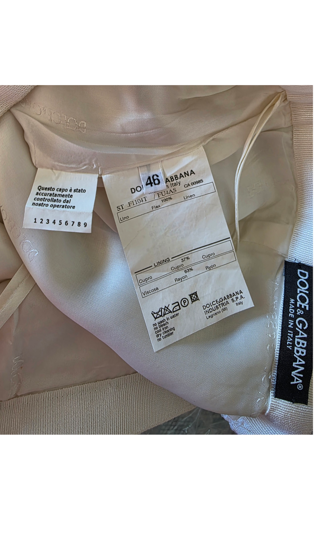 Dolce & Gabbana linnen pencil midi button-up rok wit IT46 tweedehands dames designer