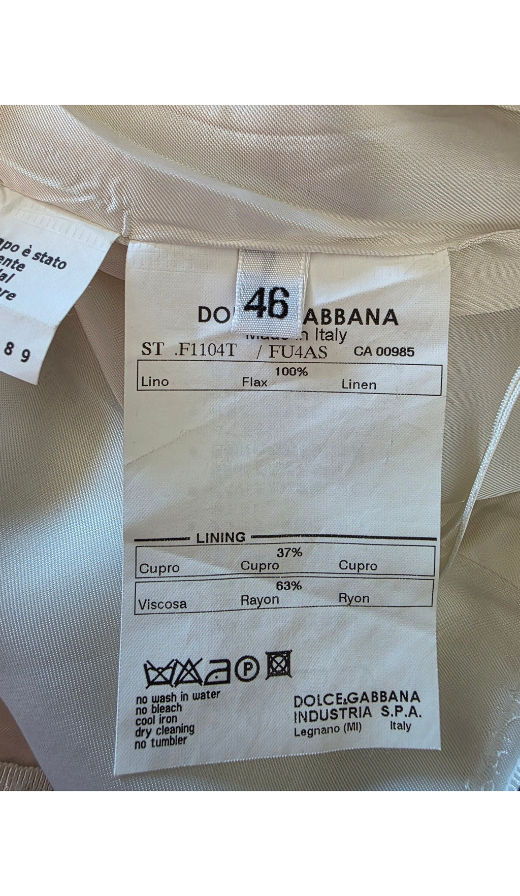 Dolce & Gabbana linnen pencil midi button-up rok wit IT46 tweedehands dames designer