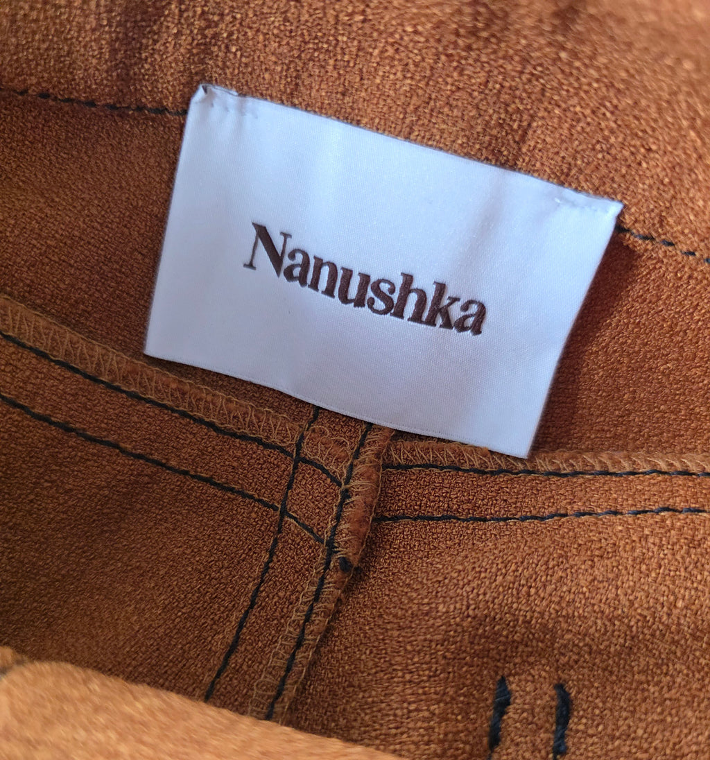 Nanushka boucle broek roest oranje L 40 tweedehands designer dames