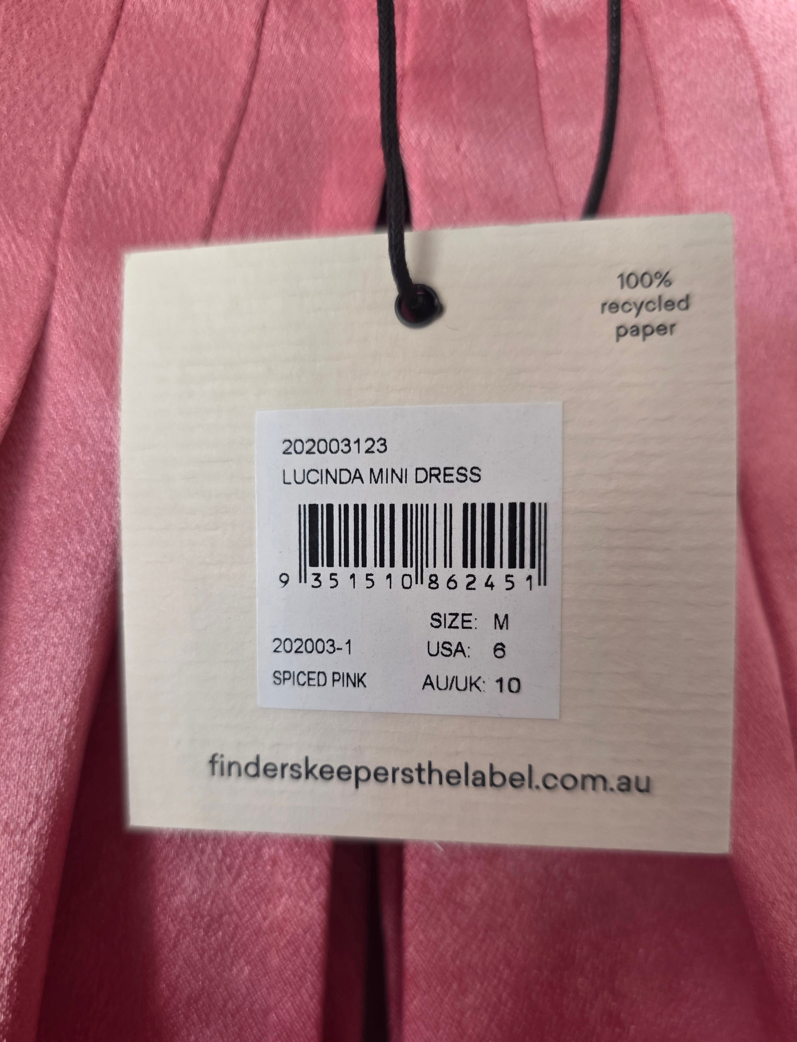 Finders Keepers mini jurk satijn Lucinda roze M nieuw Australisch label tweedehands dames designer