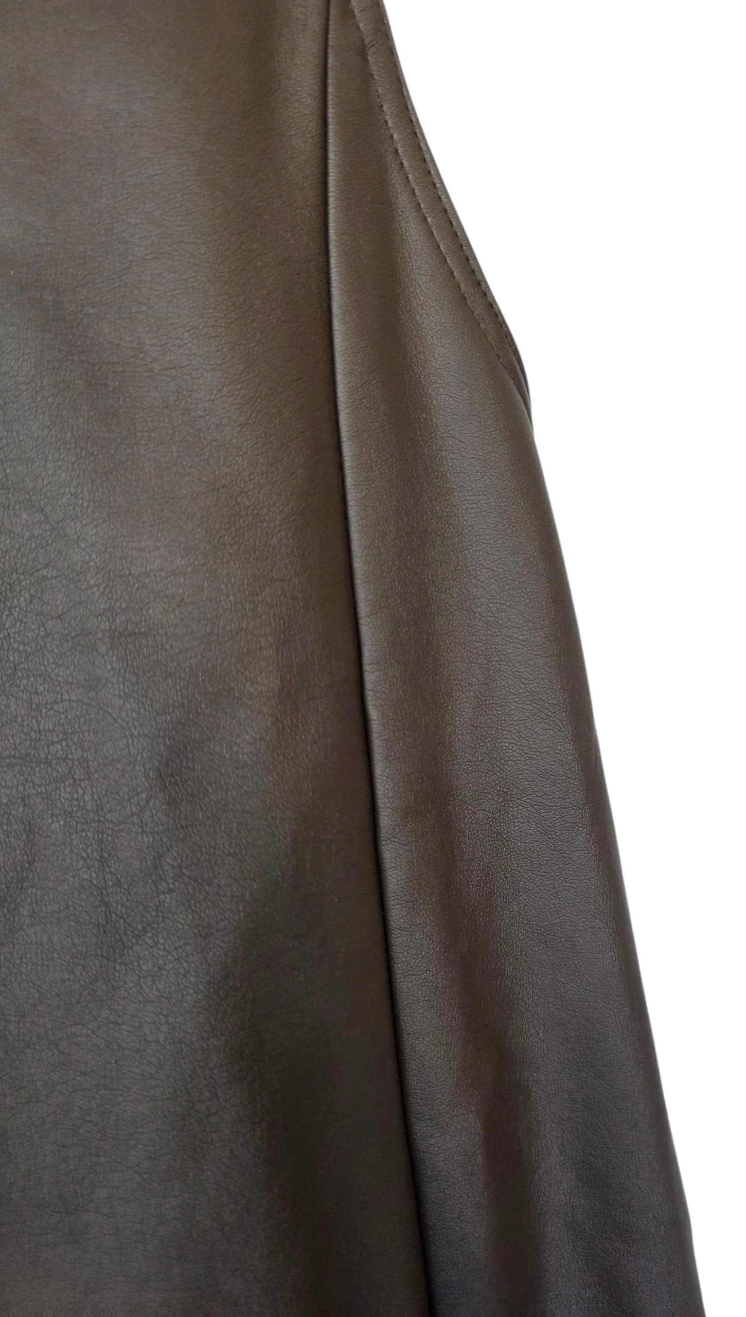 Source Unknown faux leather mouwloze midi jurk Adua bruin S tweedehands dames designer