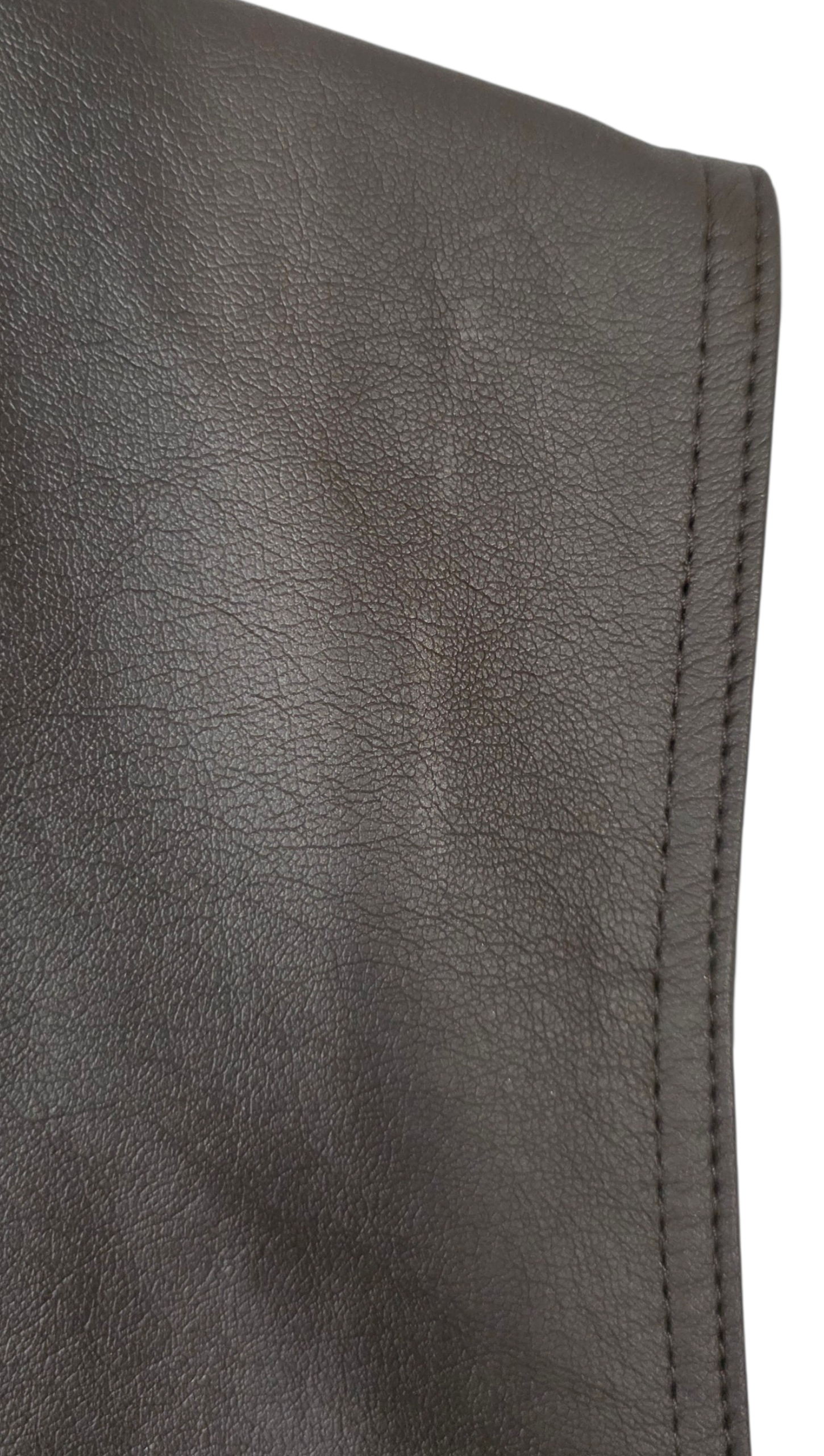 Source Unknown faux leather mouwloze midi jurk Adua bruin S tweedehands dames designer