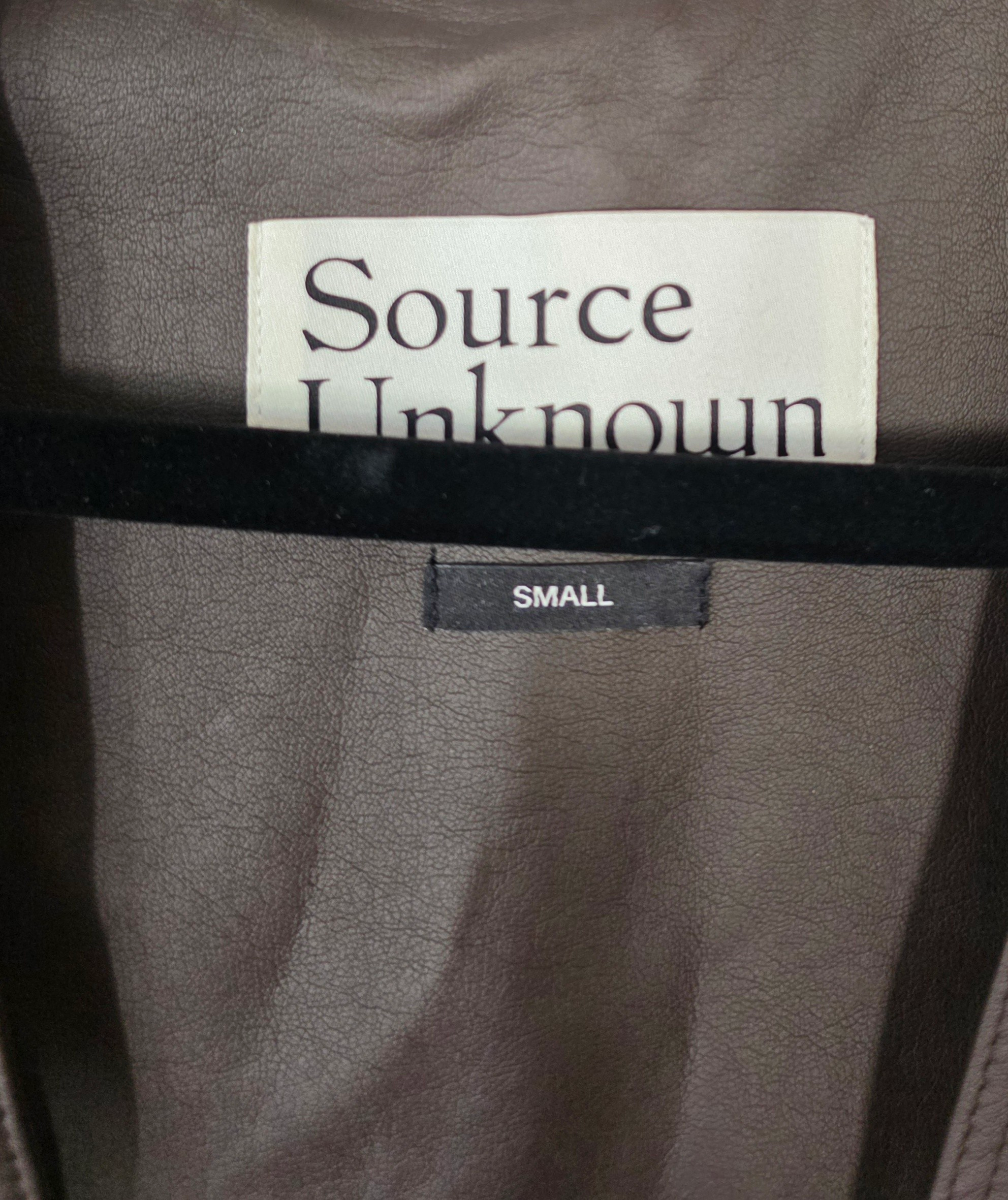Source Unknown faux leather mouwloze midi jurk Adua bruin S tweedehands dames designer