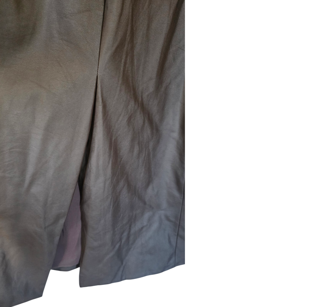Source Unknown faux leather mouwloze midi jurk Adua bruin S tweedehands dames designer