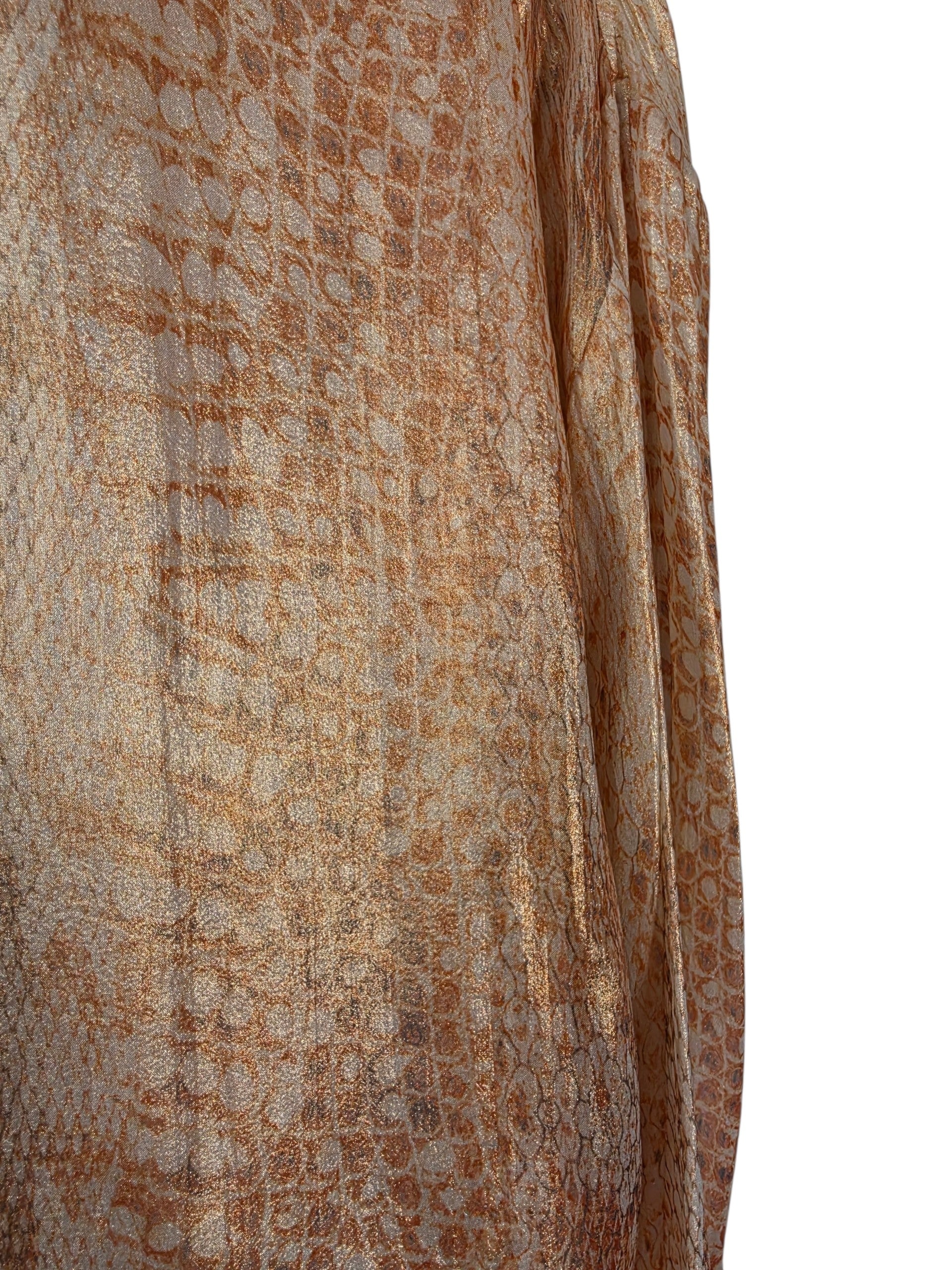 Forte forte zijden wijde blouse oranje metallic xs 34 tweedehands dames