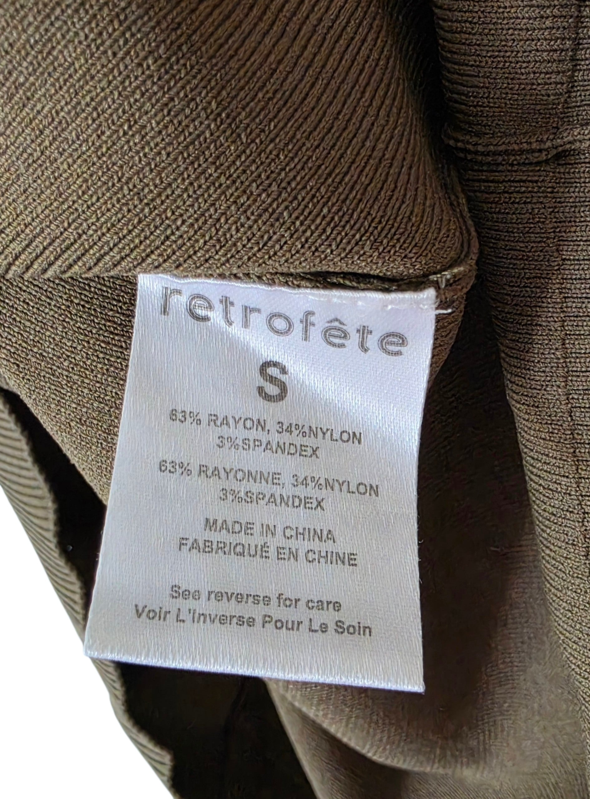 Retrofete bodycon mini jurk Sonja army green groen S 36 tweedehands designer dames