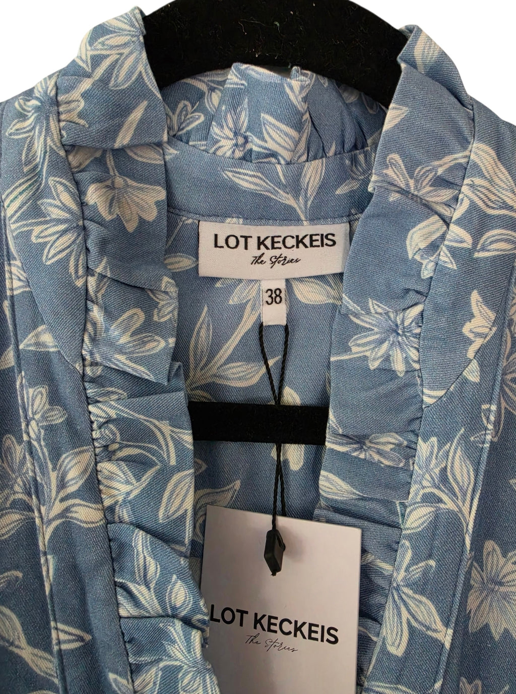 Lot Keckeis jurk Lucy Blauw wit bloemen M tweedehands nieuw dames designer
