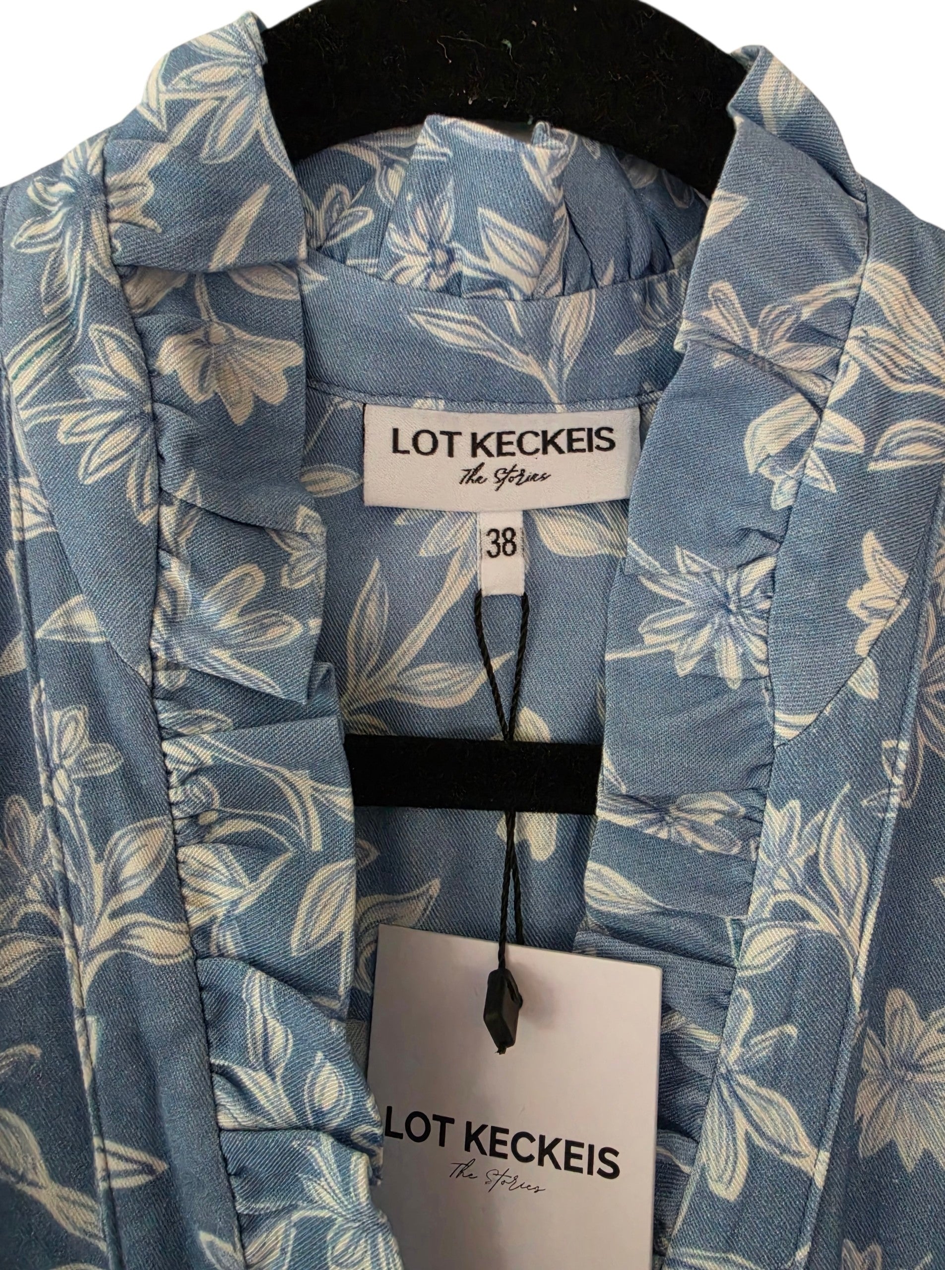 Lot Keckeis jurk Lucy Blauw wit bloemen M tweedehands nieuw dames designer