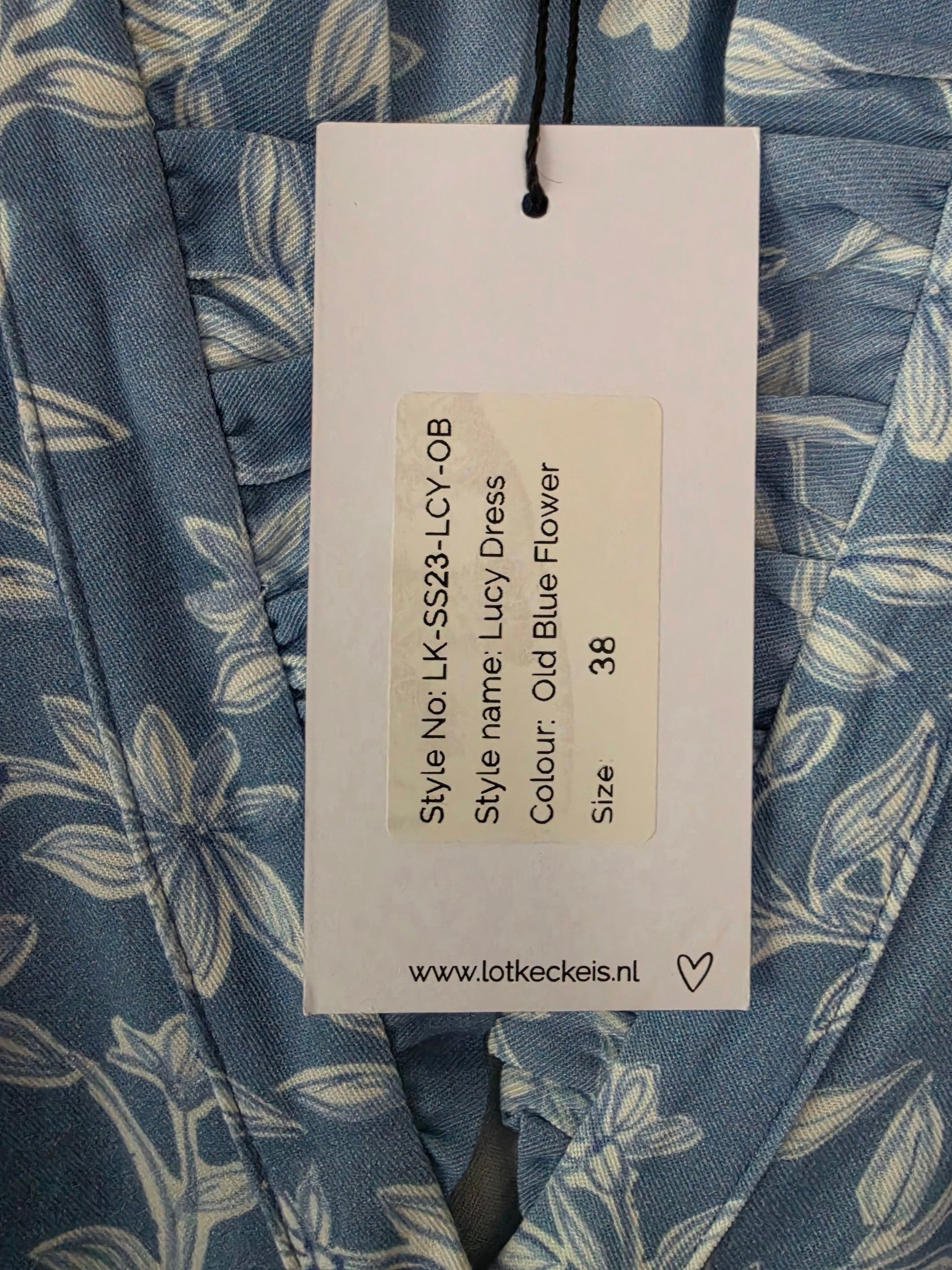 Lot Keckeis jurk Lucy Blauw wit bloemen M tweedehands nieuw dames designer