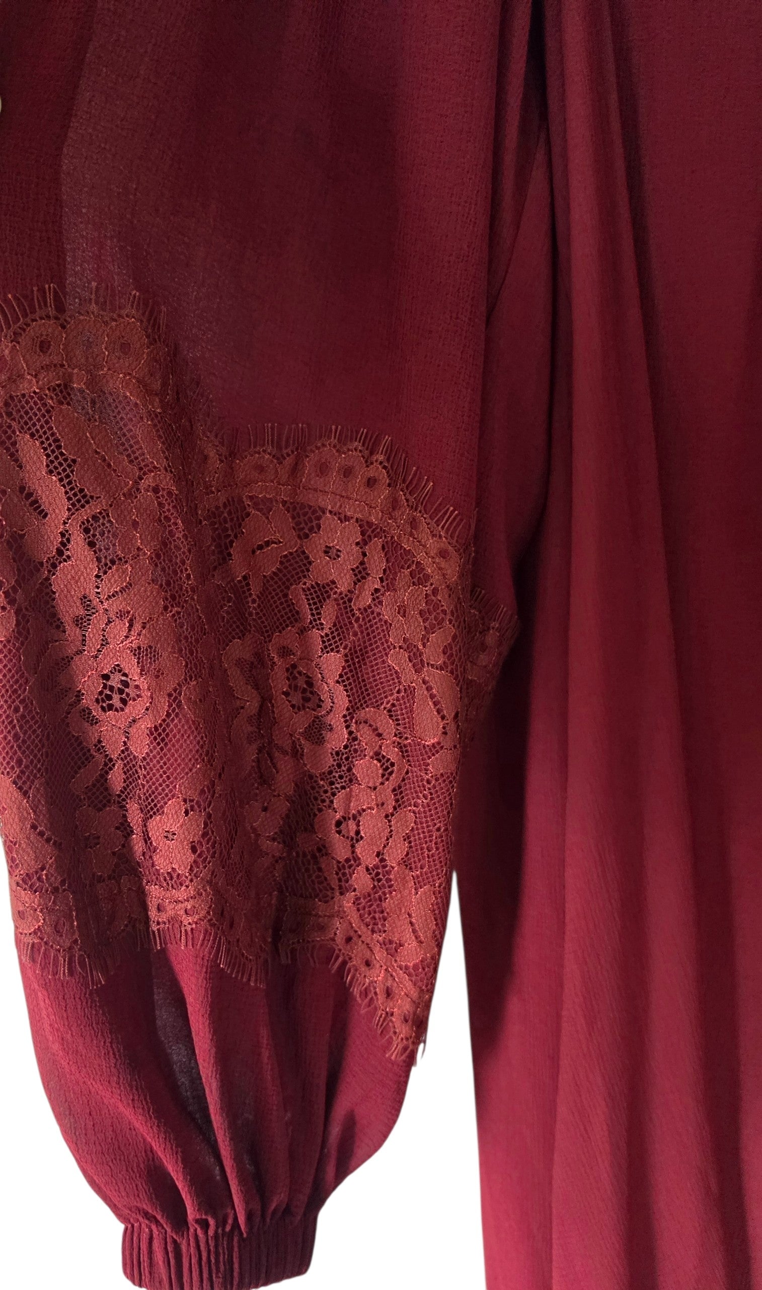 See by Chloe kant korte jurk Georgette rood FR42 tweedehands designer dames