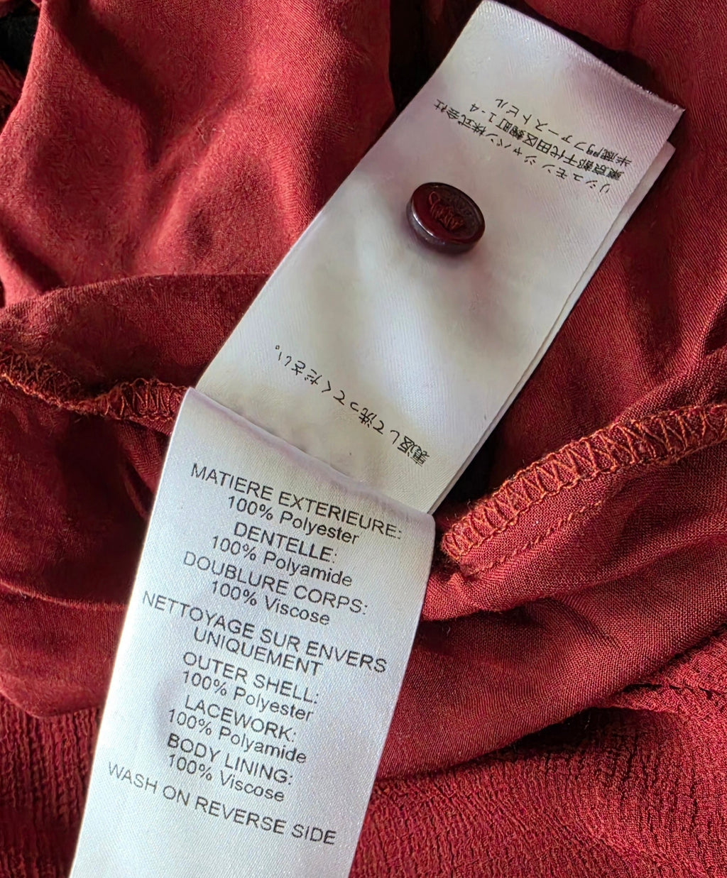 See by Chloe kant korte jurk Georgette rood FR42 tweedehands designer dames