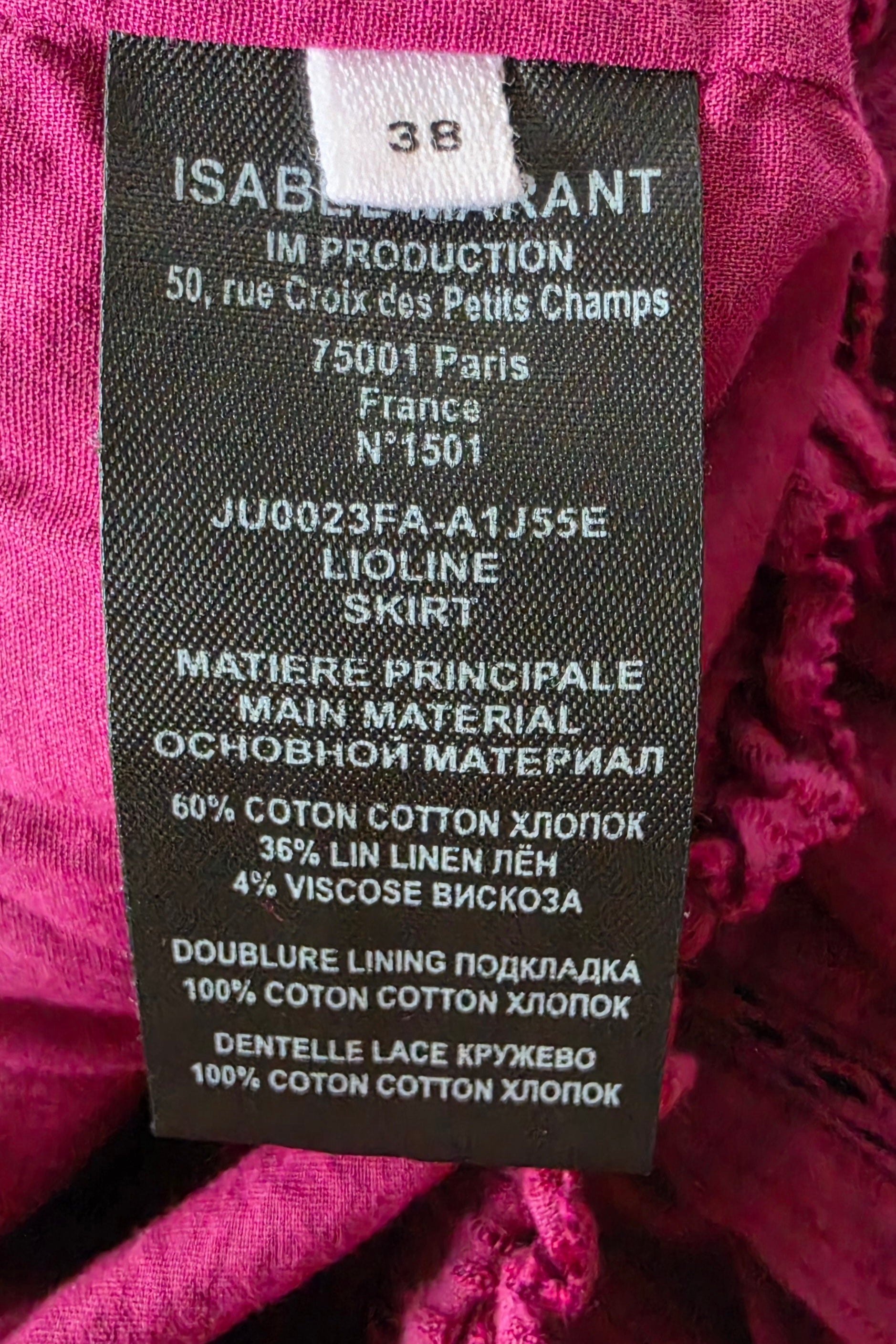 Isabel Marant rok Lioline roze 38 M katoen linnen tweedehands designer dames