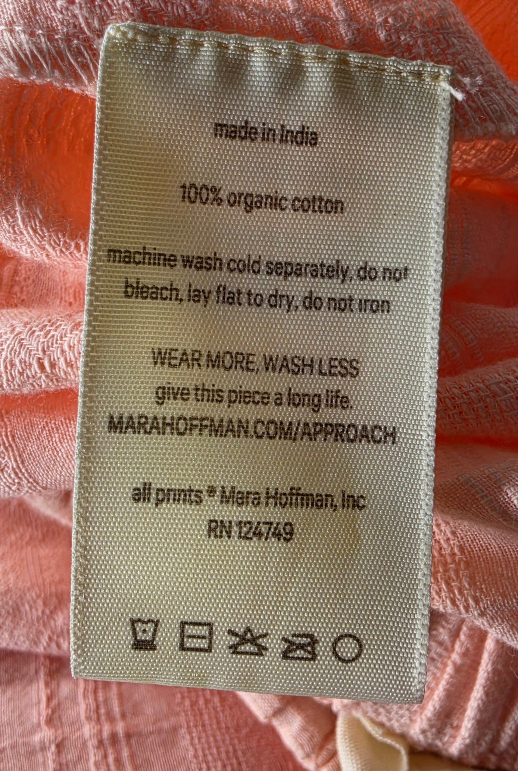 Mara Hoffman maxi rok Carmen roze S 36 resortwear tweedehands dames organic cotton
