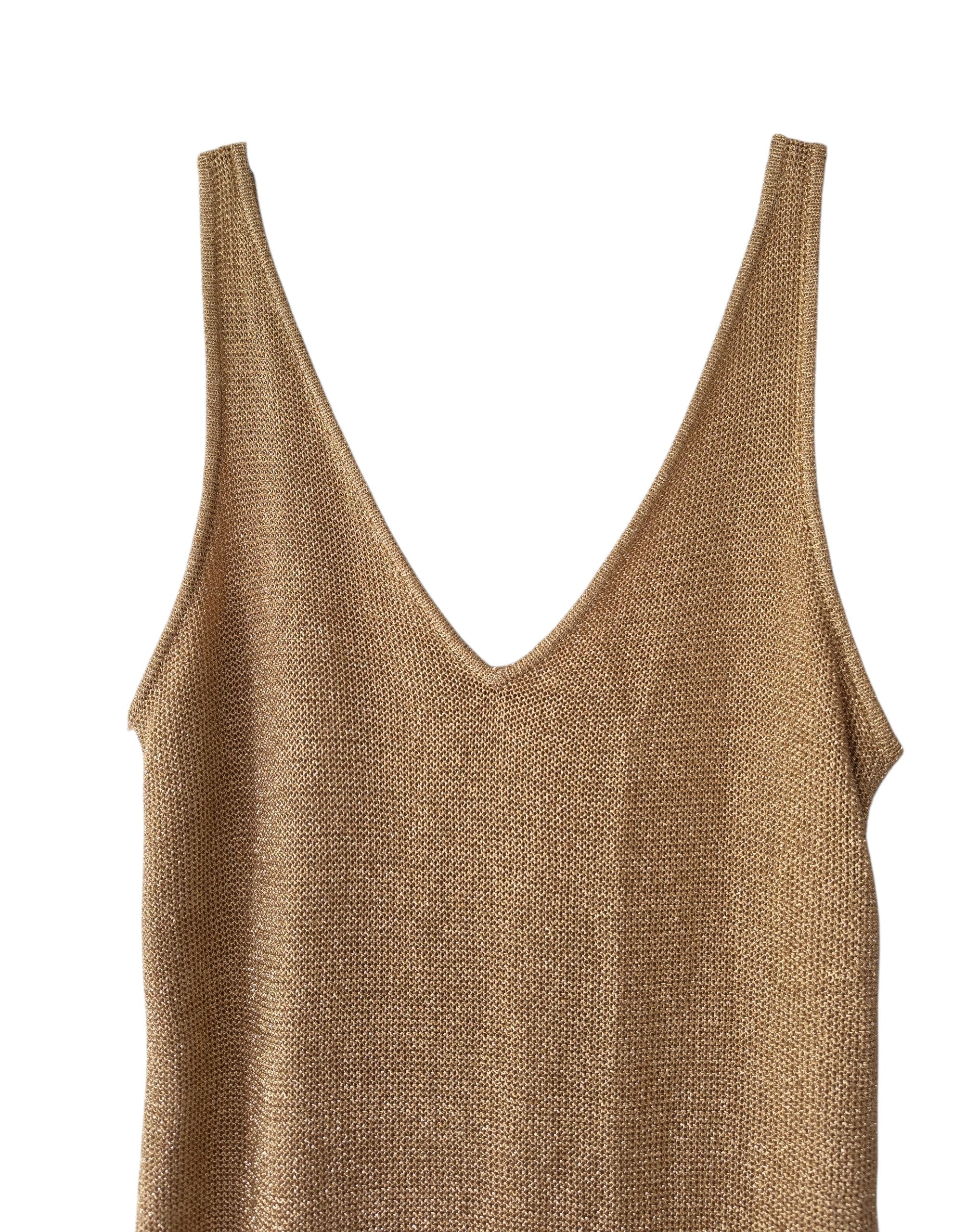 Sass & Bide midi jurk goud Vagabond Heart S 36 tweedehands designer dames