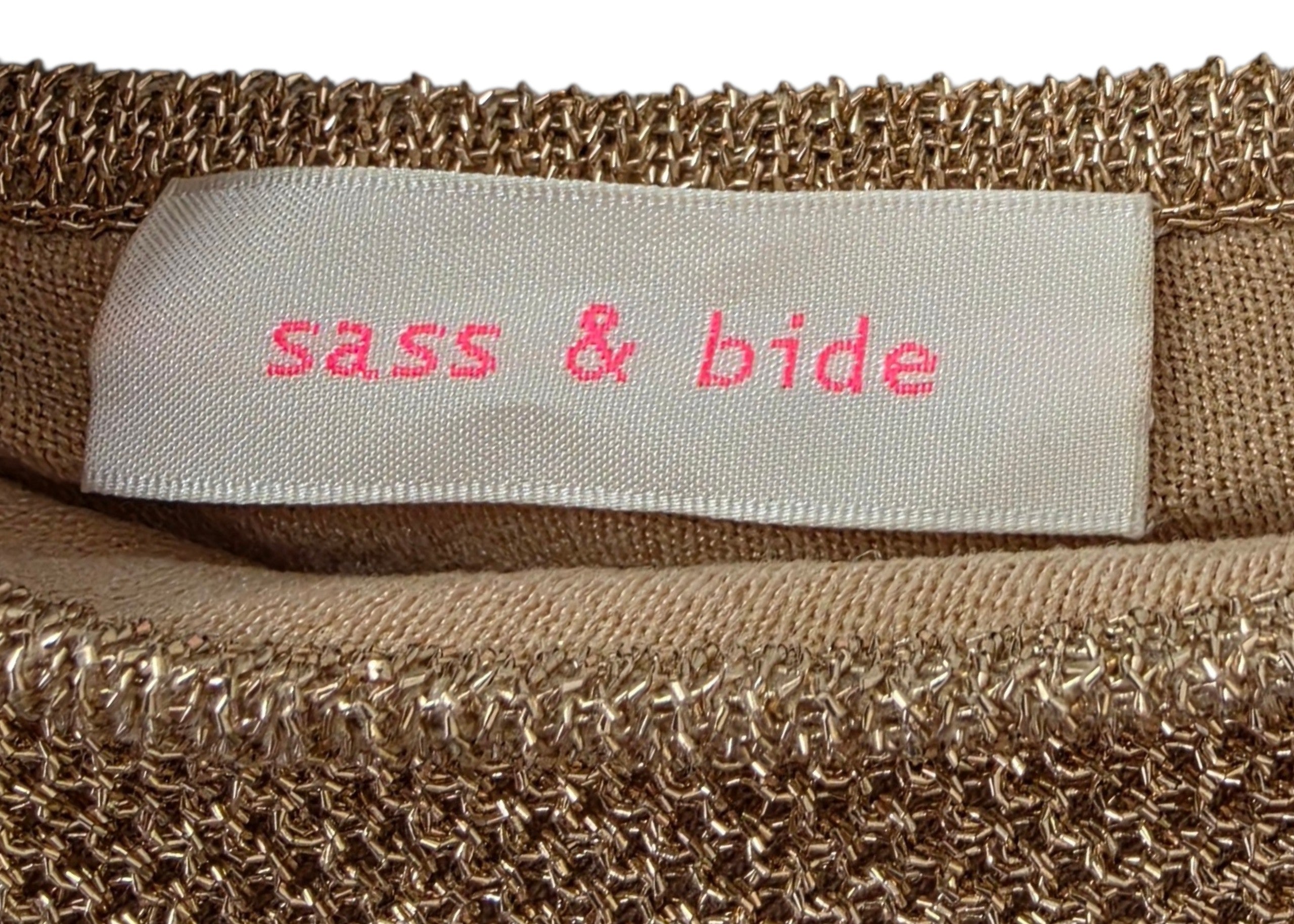 Sass & Bide midi jurk goud Vagabond Heart S 36 tweedehands designer dames