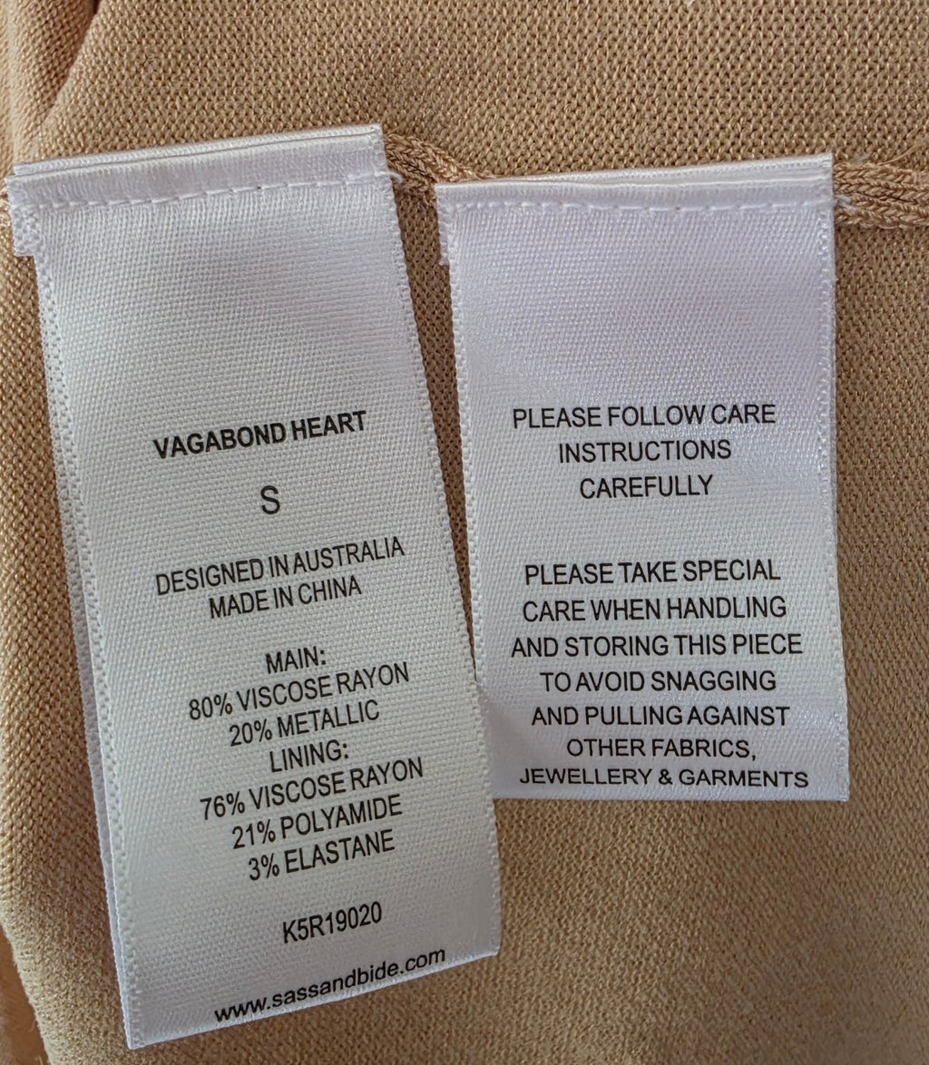 Sass & Bide midi jurk goud Vagabond Heart S 36 tweedehands designer dames