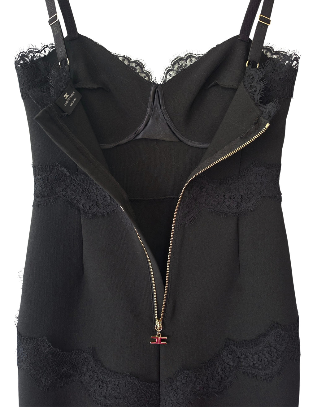 Elisabetta Franchi bodycon kanten jurk zwart IT40 34 xs tweedehands designer dames