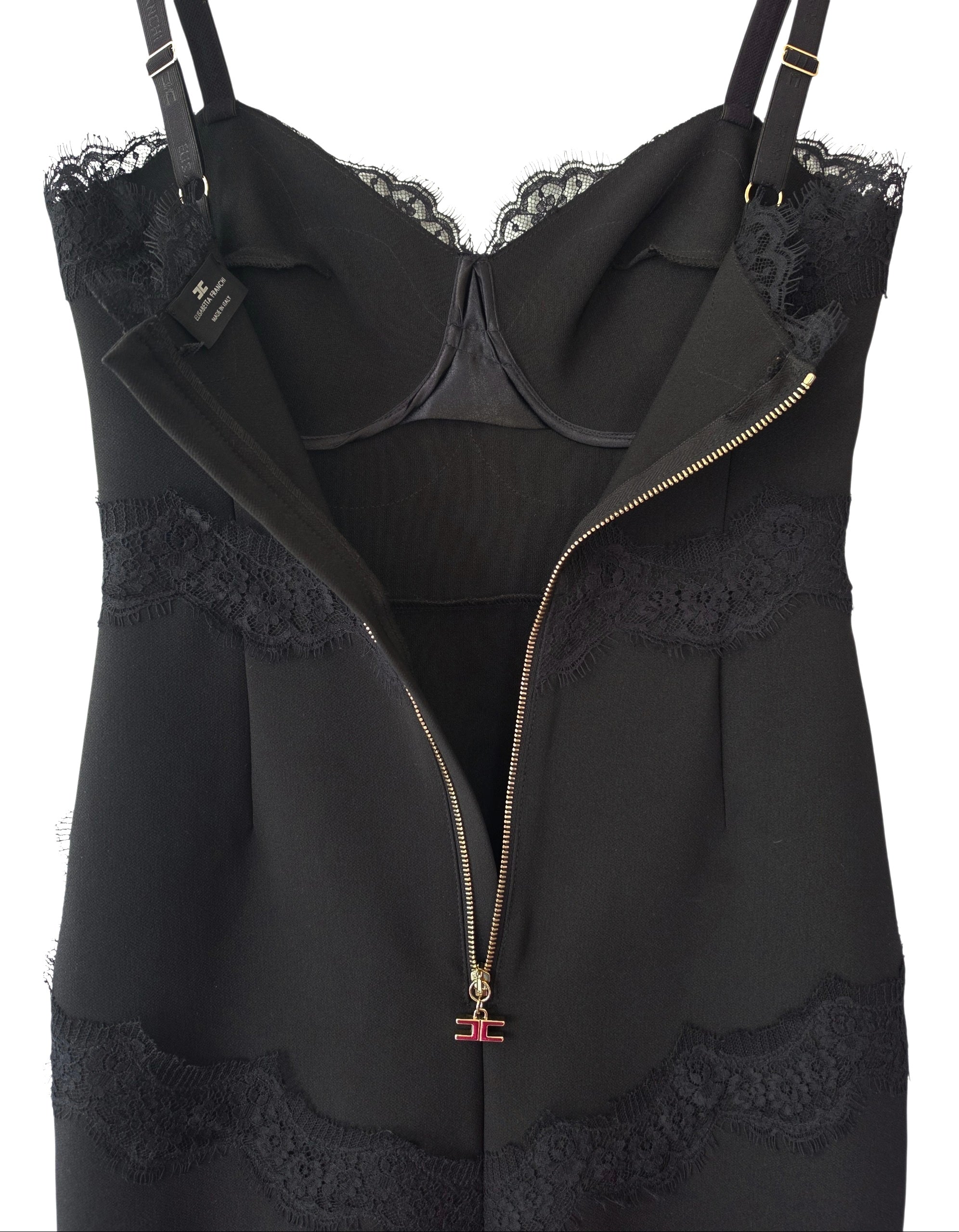 Elisabetta Franchi bodycon kanten jurk zwart IT40 34 xs tweedehands designer dames
