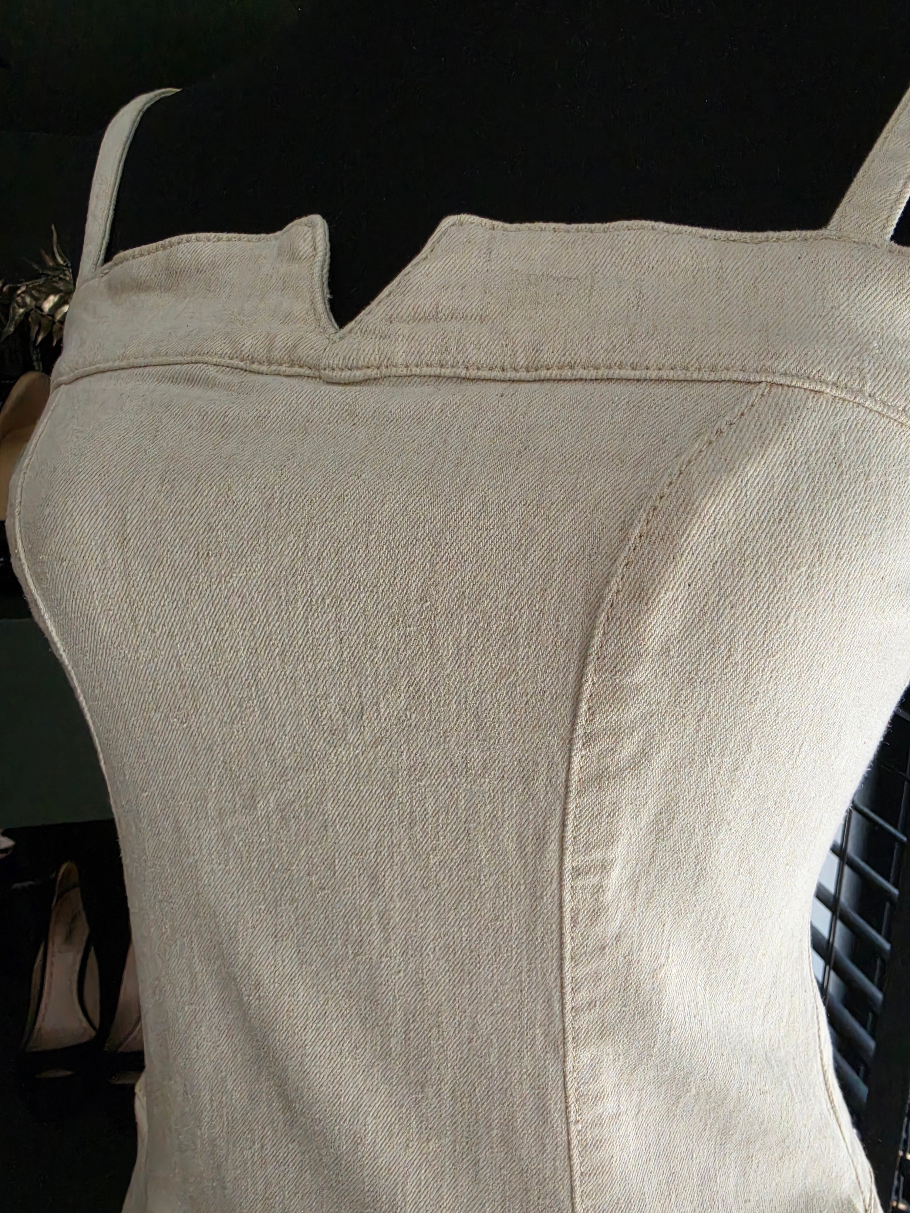 Seventy + Mochi Midi jurk denim Maddie ecru beige S 36 tweedehands designer