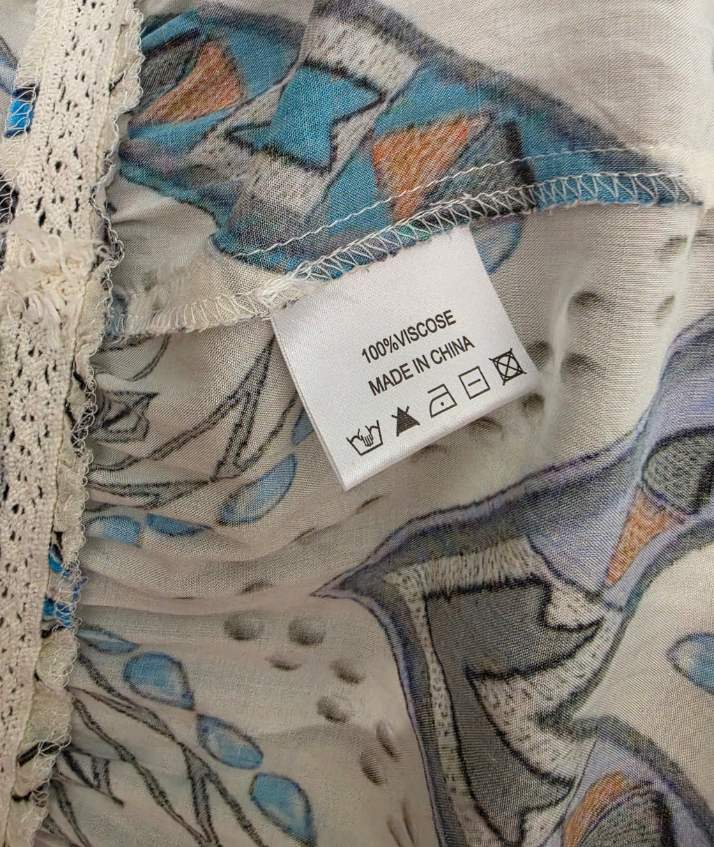 Melissa Odabash lange maxi jurk wit blauw S 36 resortwear tweedehands dames designer