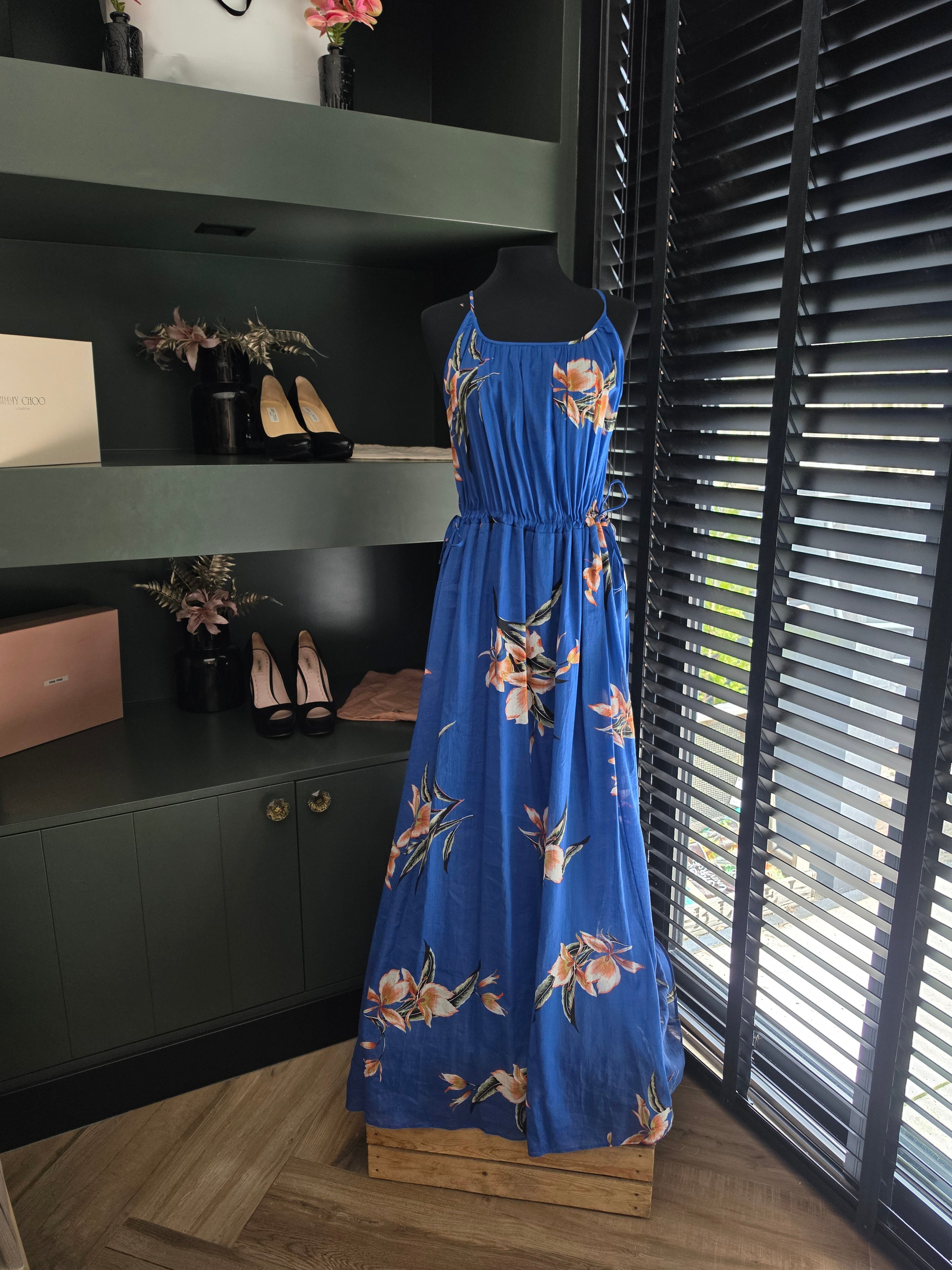 Attic & Barn lange maxi jurk blauw 38 M tweedehands dames designer