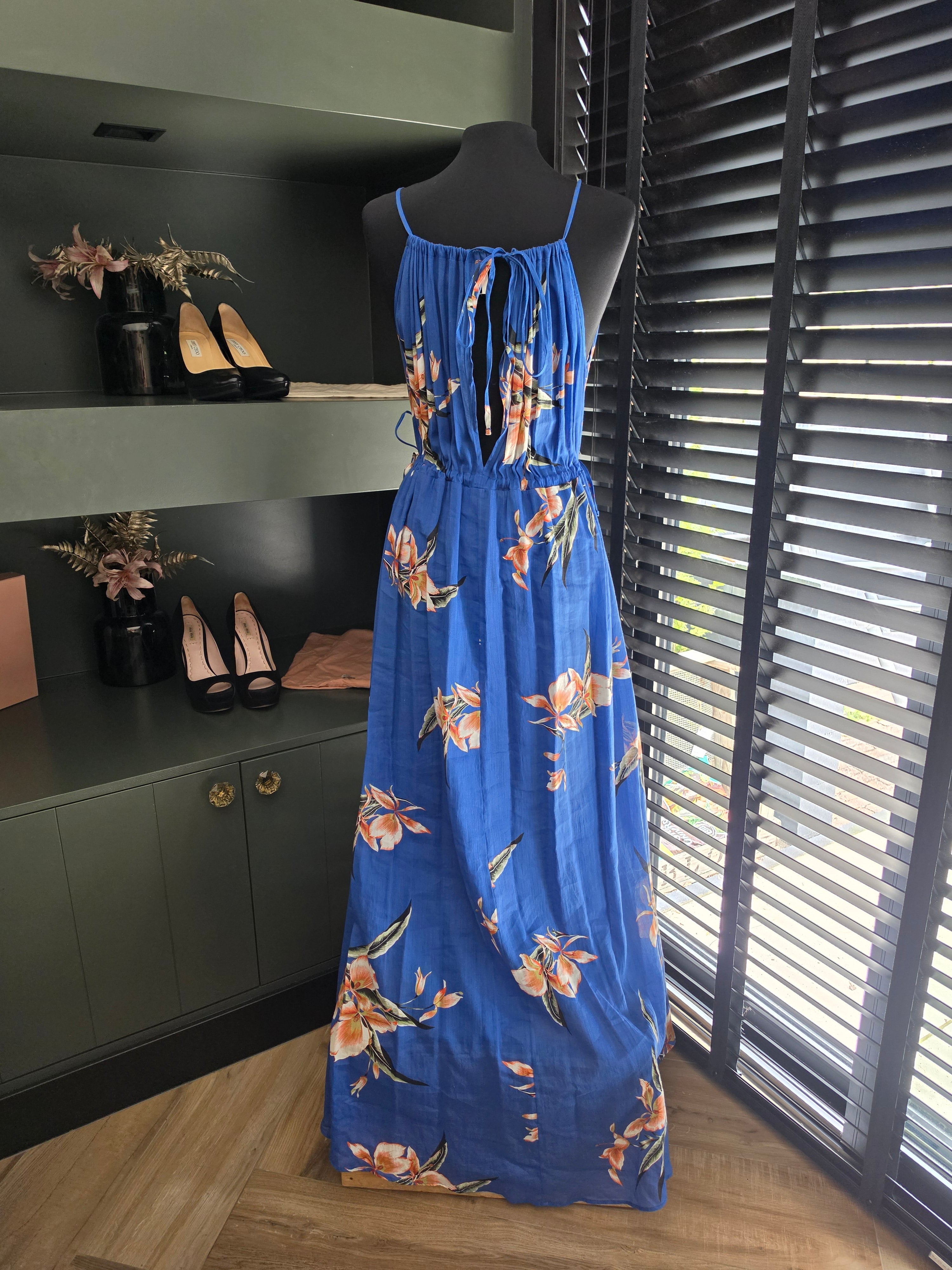 Attic & Barn lange maxi jurk blauw 38 M tweedehands dames designer