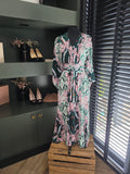 Melissa Odabash kimono maxi jurk Eden maat M 38 groen roze tweedehands dames designer resortwear