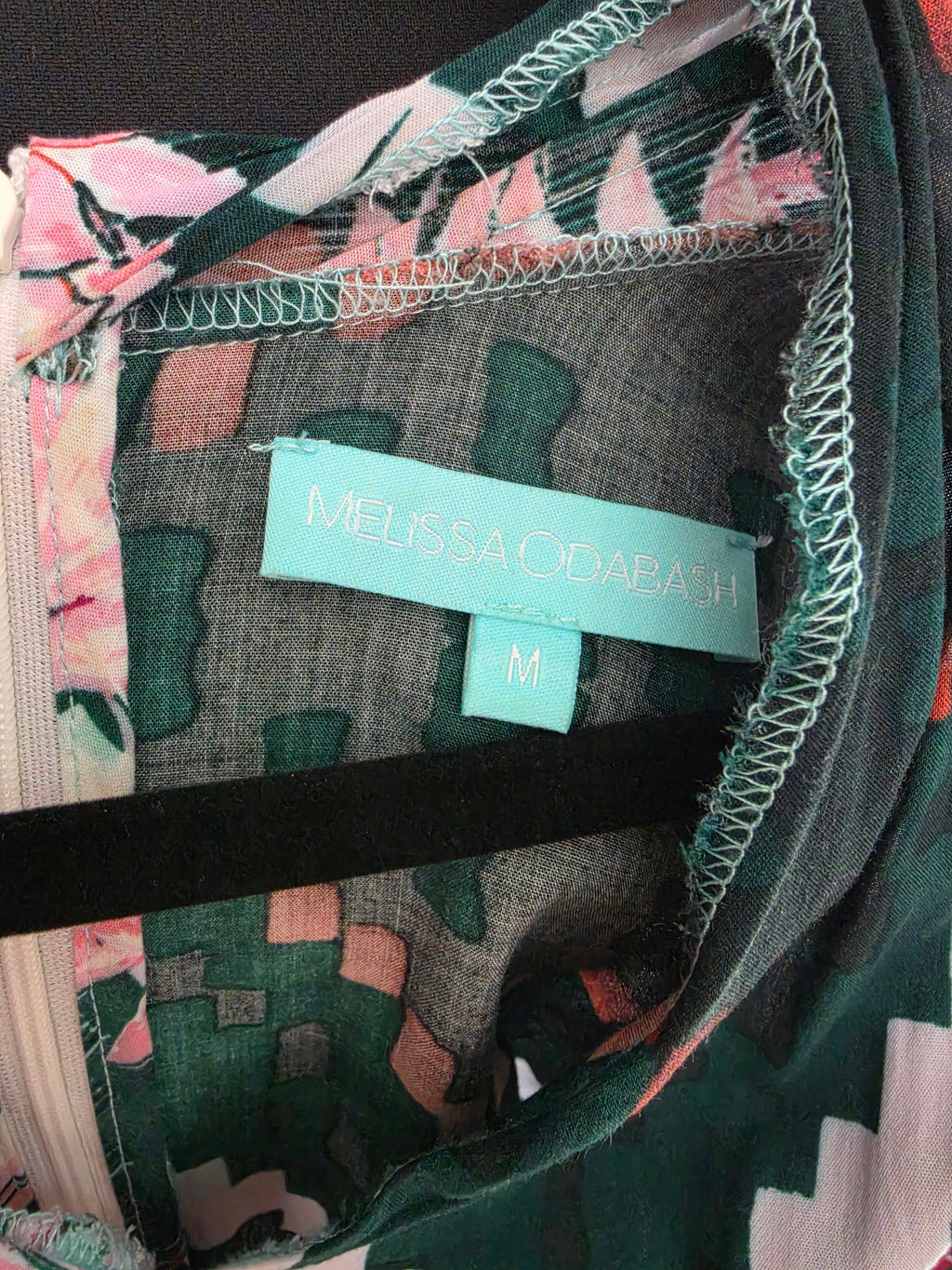 Melissa Odabash kimono maxi jurk Eden maat M 38 groen roze tweedehands dames designer resortwear
