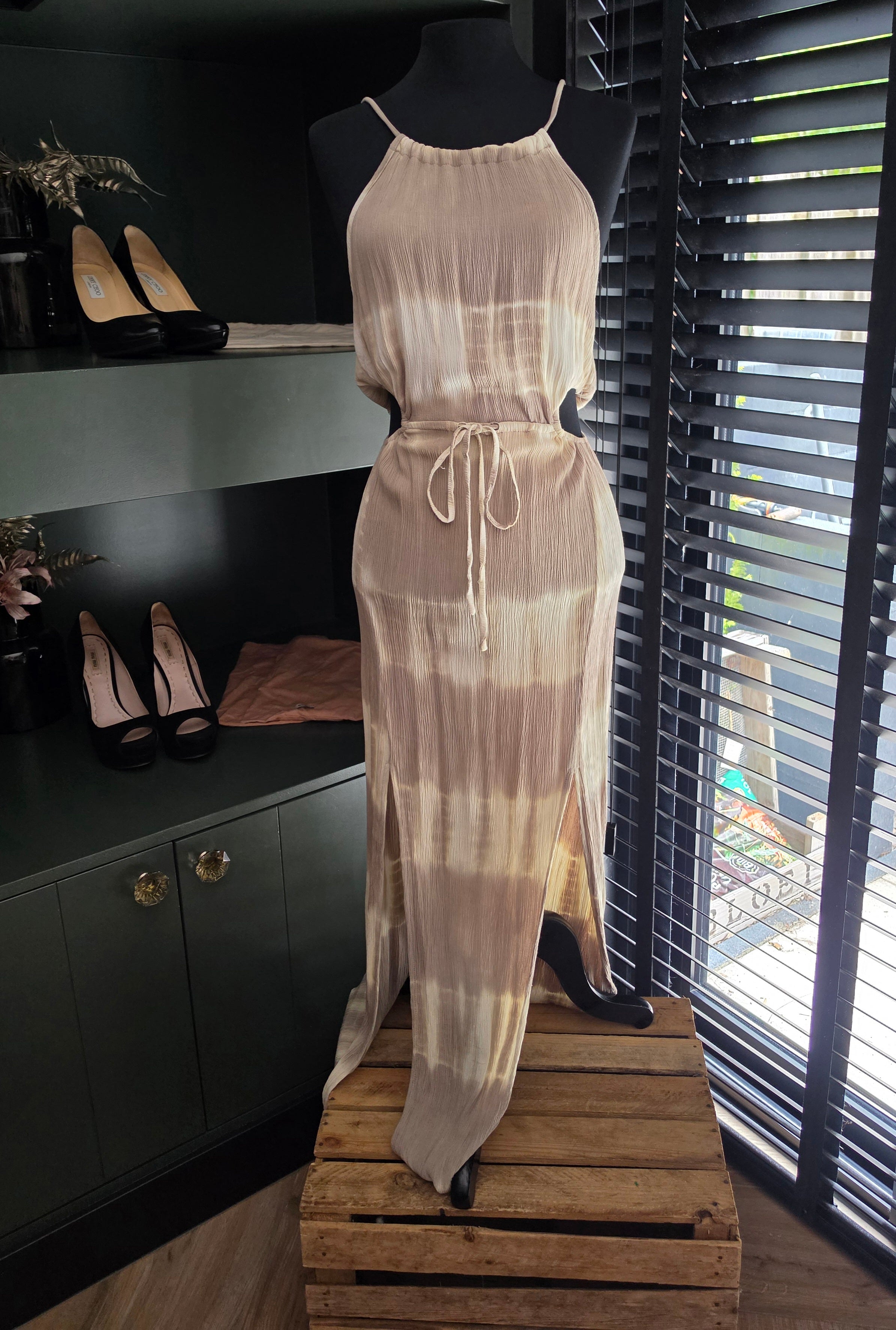 Belle & Toile tie dye cut out ibiza jurk creme bruin one size