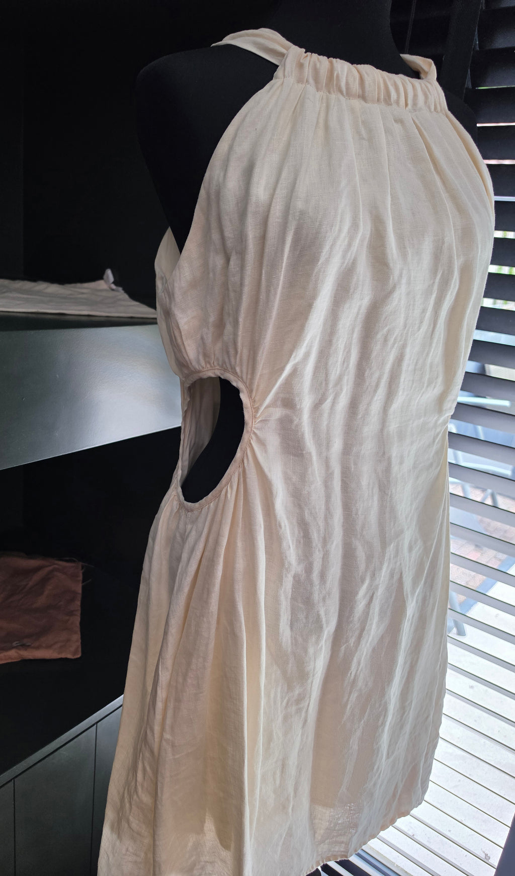 Dissh cut out mini jurk linnen creme xl 42 tweedehands dames