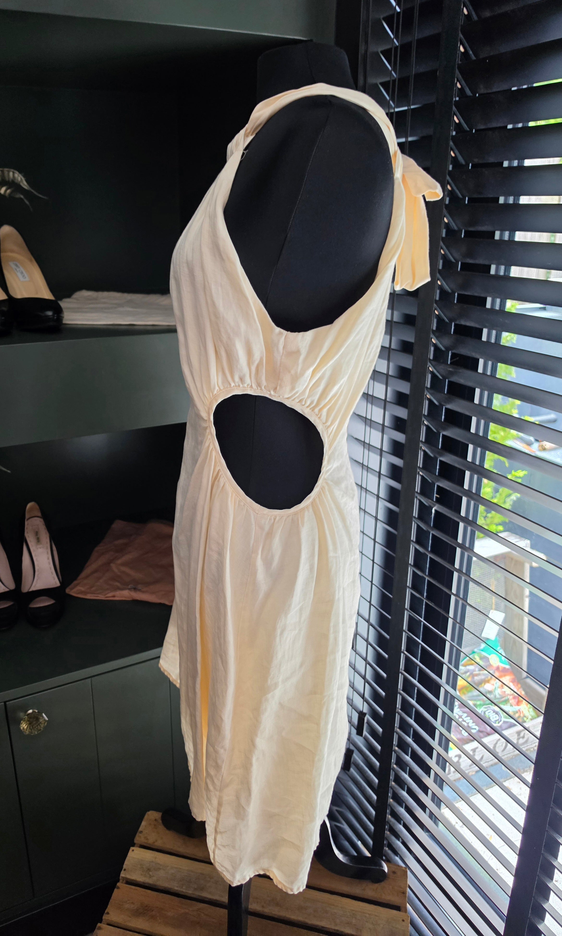 Dissh cut out mini jurk linnen creme xl 42 tweedehands dames