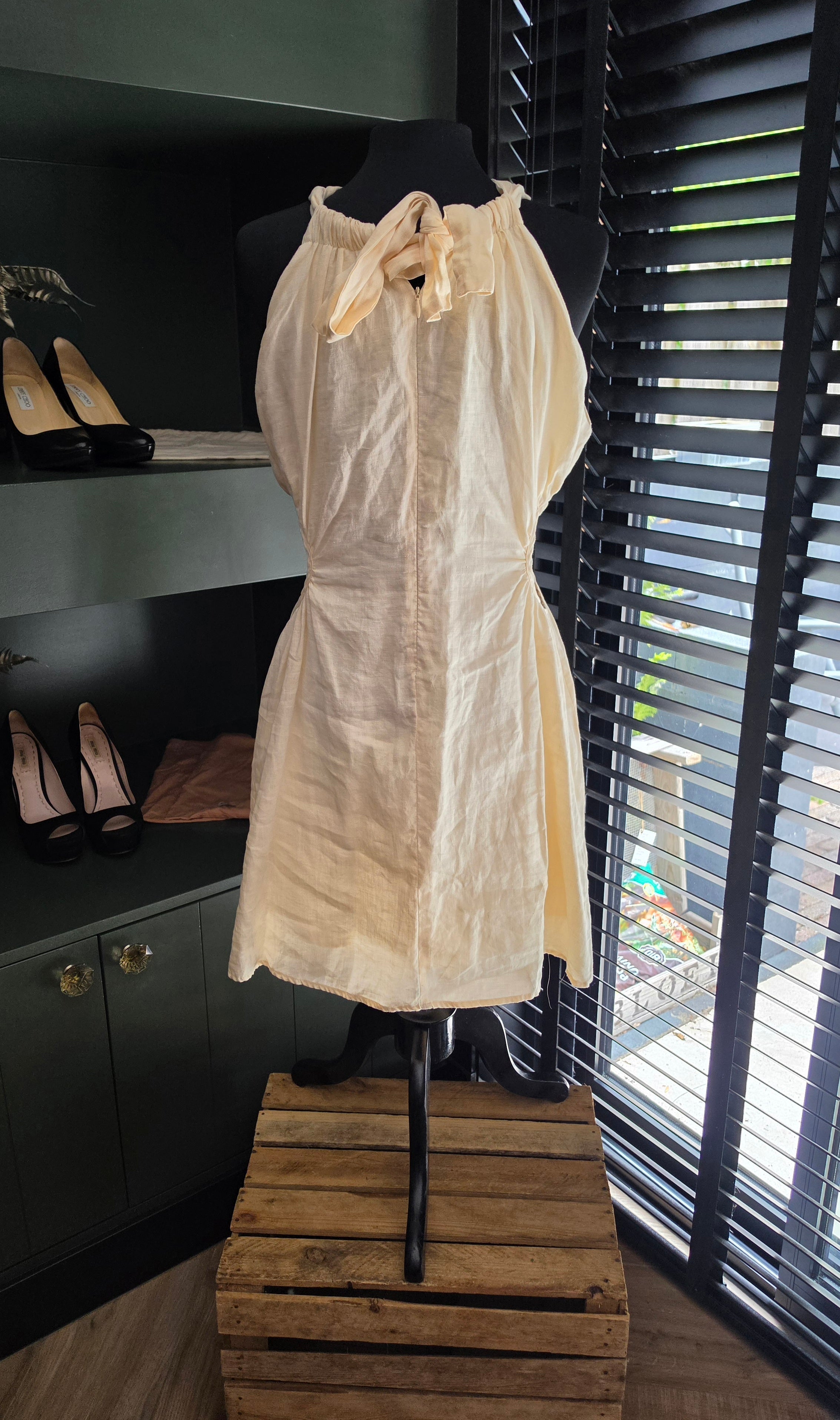 Dissh cut out mini jurk linnen creme xl 42 tweedehands dames