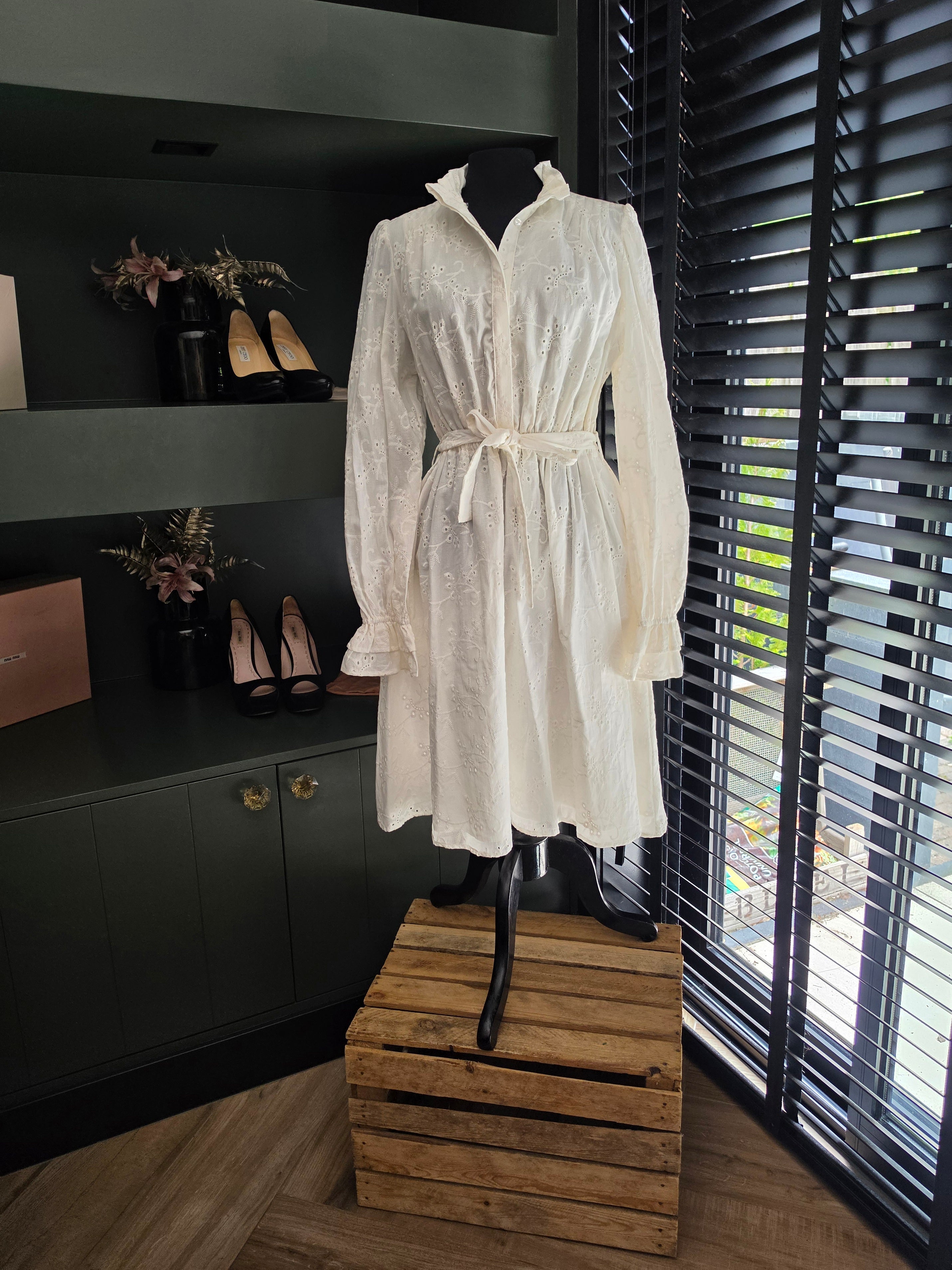 Lot Keckeis jurk Romijn wit broderie 38 M tweedehands dames