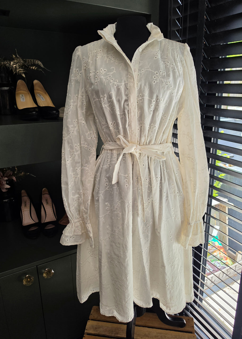 Lot Keckeis jurk Romijn wit broderie 38 M tweedehands dames