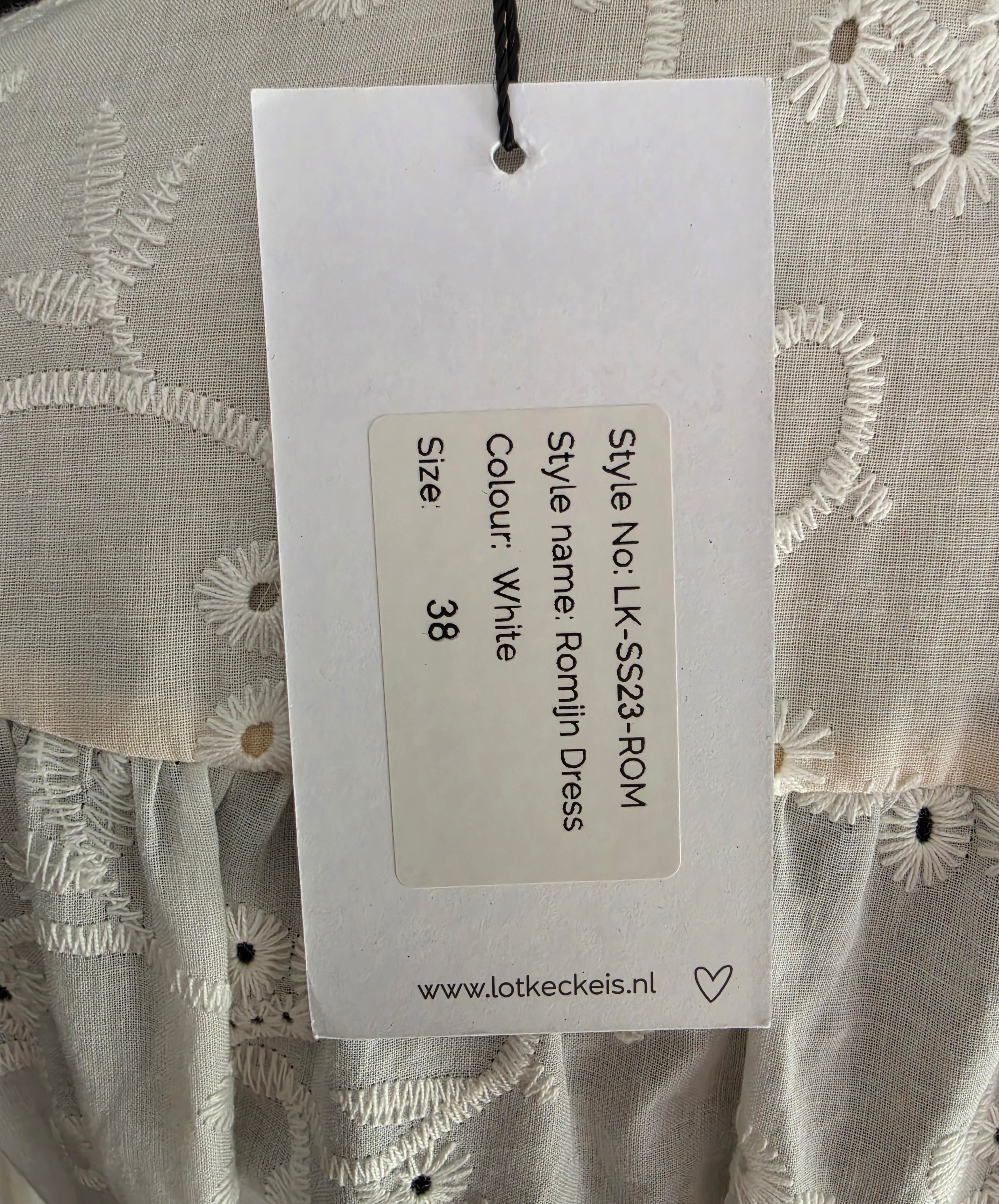 Lot Keckeis jurk Romijn wit broderie 38 M tweedehands dames